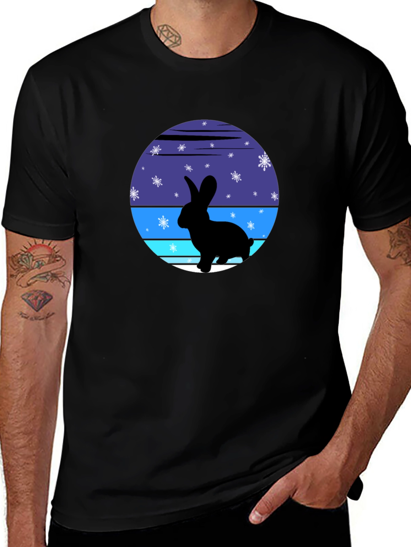 Winter Rabbit Graphic Tee - Soft Cotton Blend