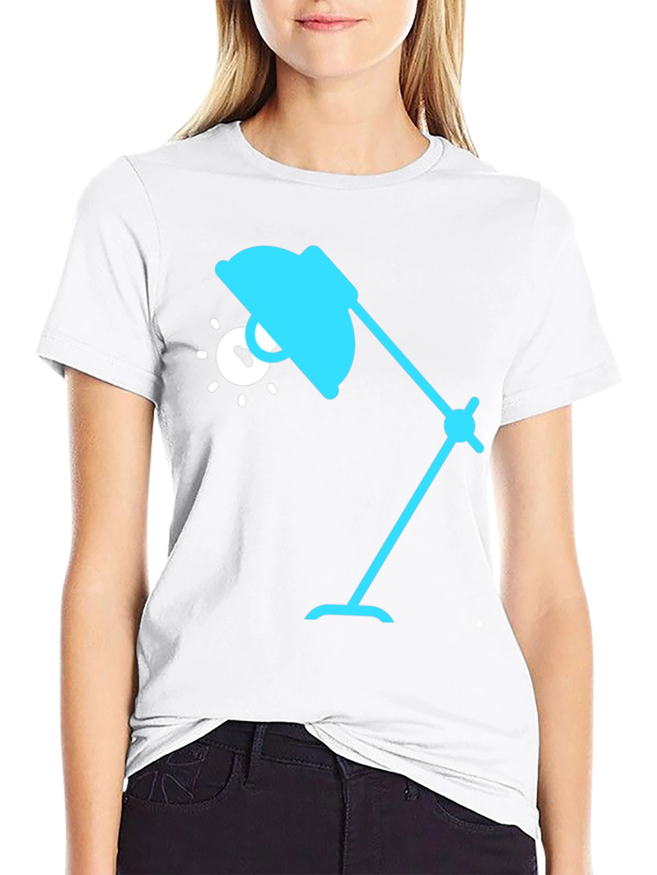 Stylish Black T-Shirt with Lamp Graphic