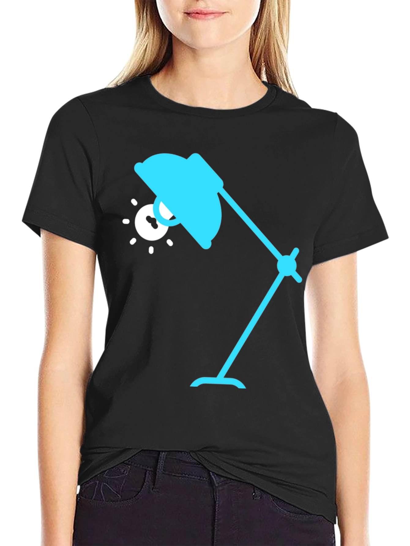 Stylish Black T-Shirt with Lamp Graphic