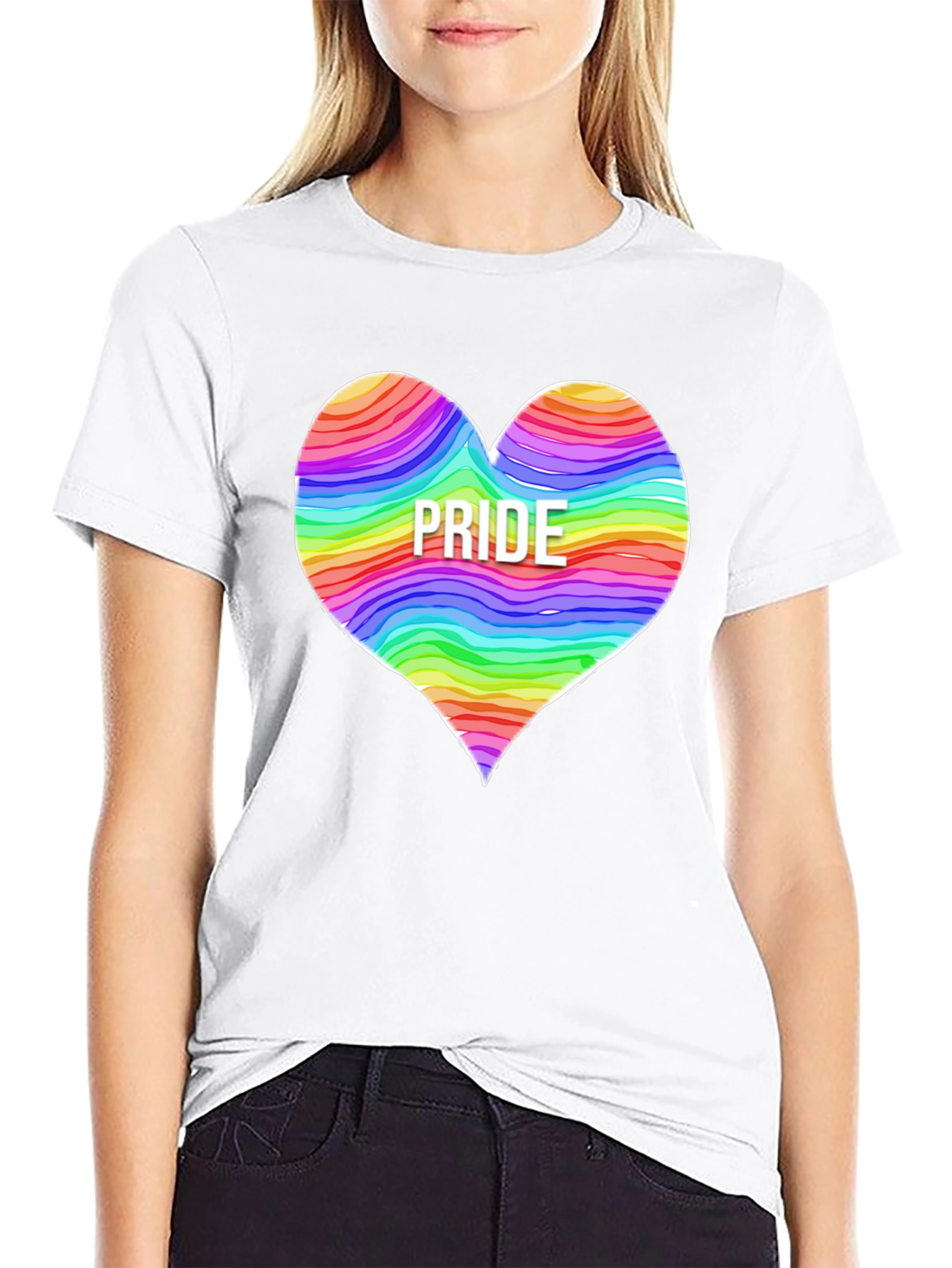 Pride Heart Graphic T-Shirt - Black Crew Neck Tee