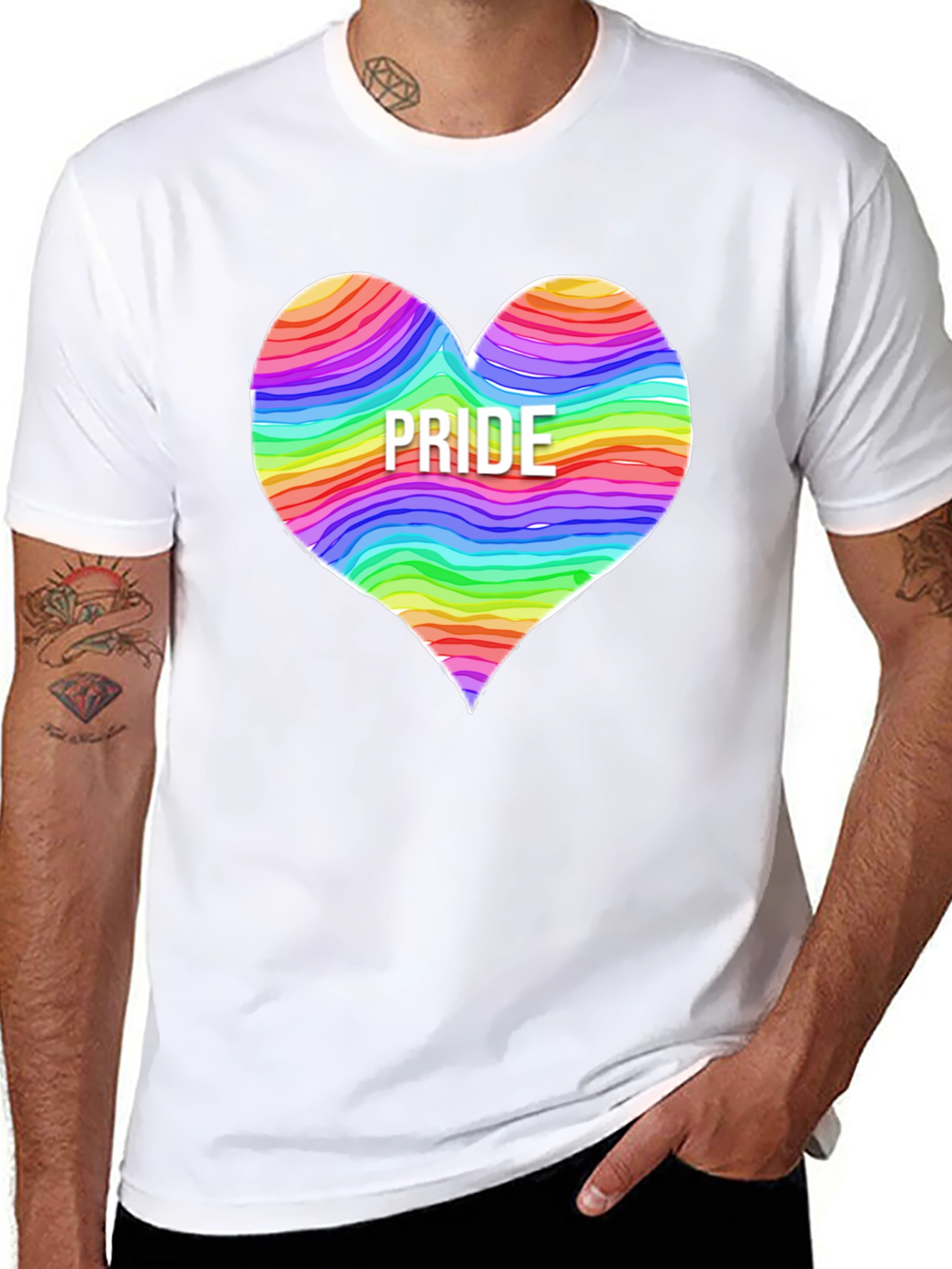 Pride Heart Graphic T-Shirt - Black Crew Neck Tee