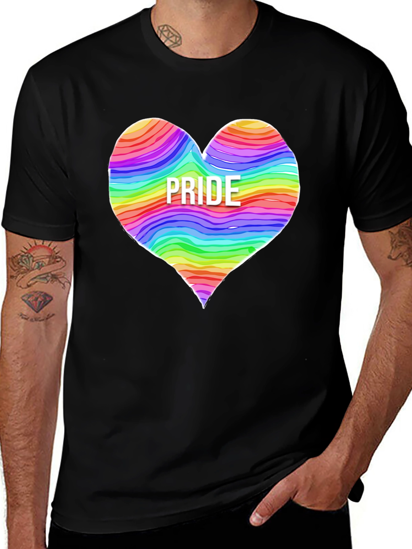 Pride Heart Graphic T-Shirt - Black Crew Neck Tee