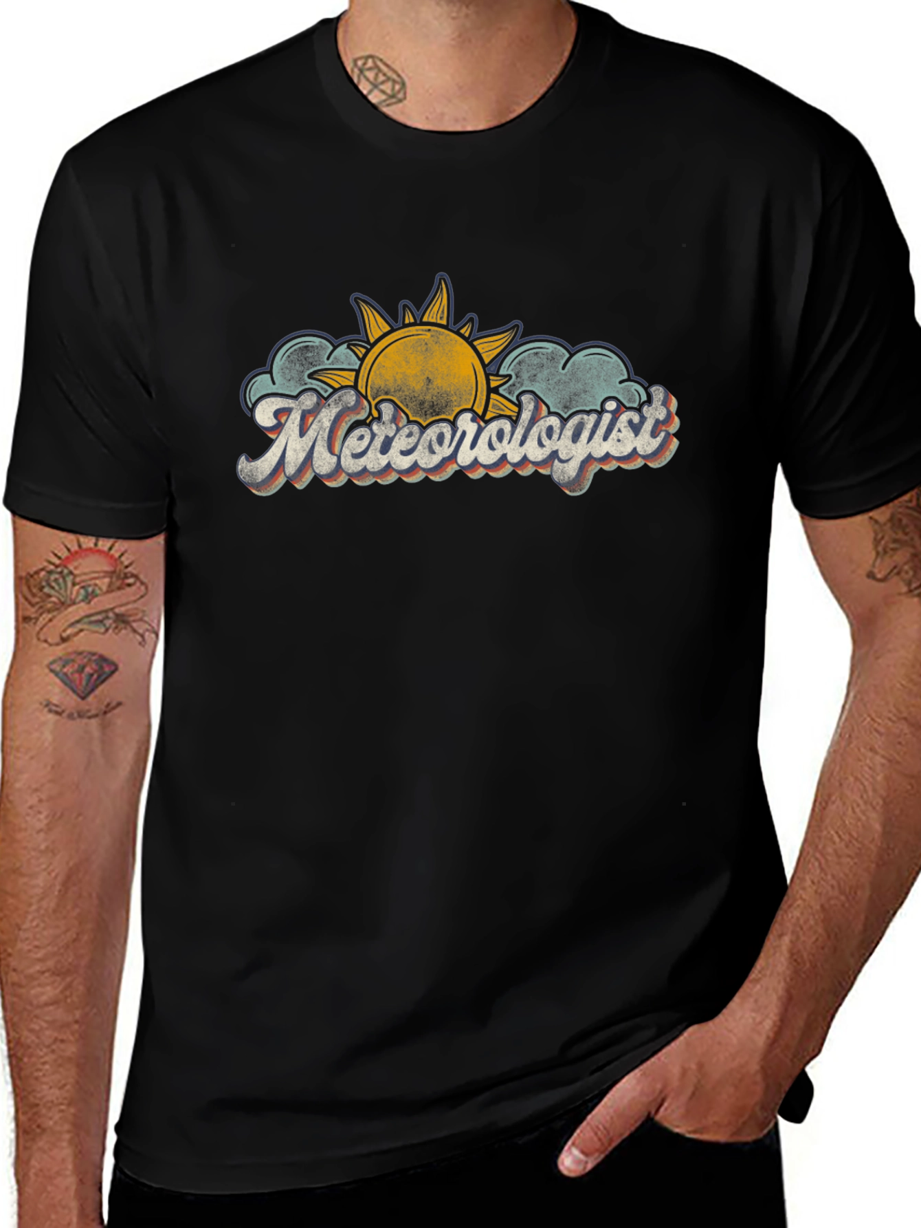 Meteorologist Graphic Tee - Sun & Cloud Design