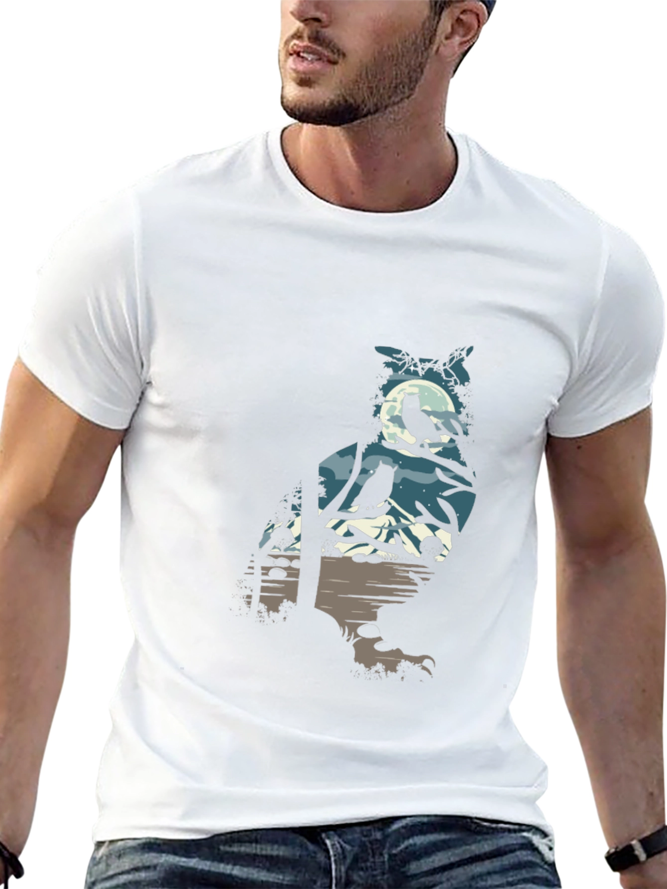 Owl Silhouette Graphic Print Tee