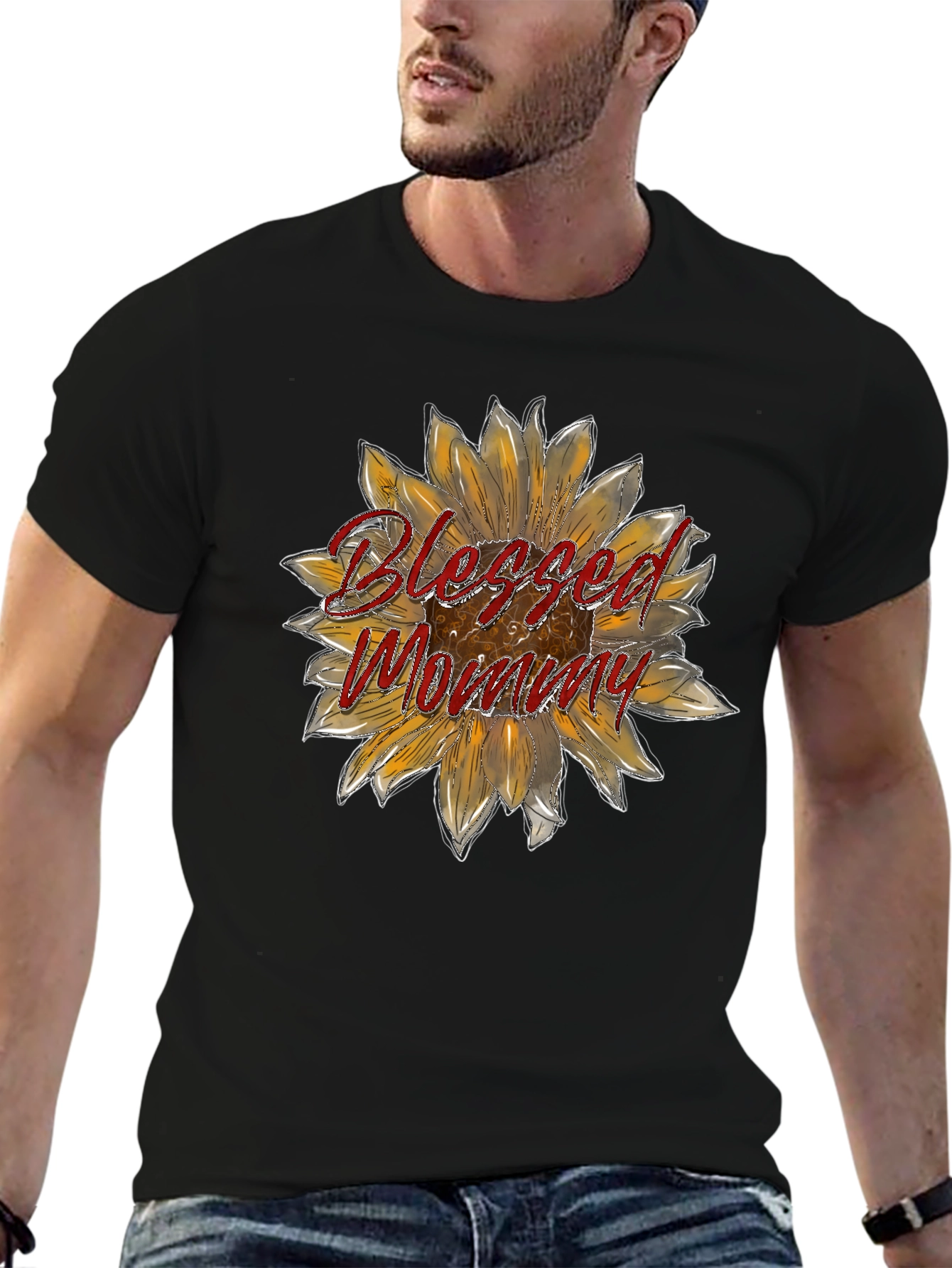 Blessed Mommy Sunflower Graphic T-Shirt
