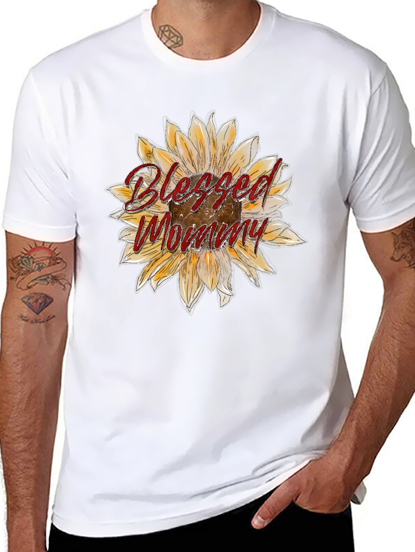 Blessed Mommy Sunflower Graphic T-Shirt