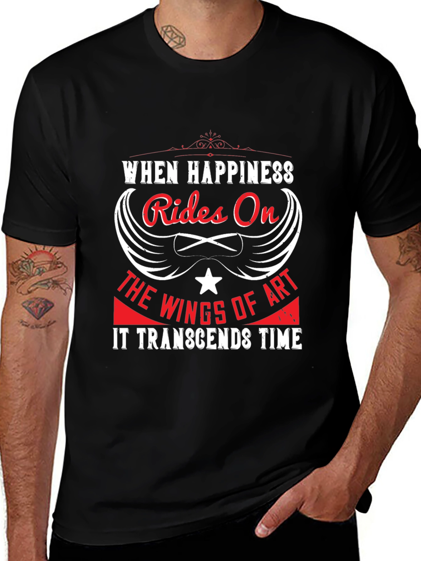 Happiness Rides On Wings of Art Graphic Tee