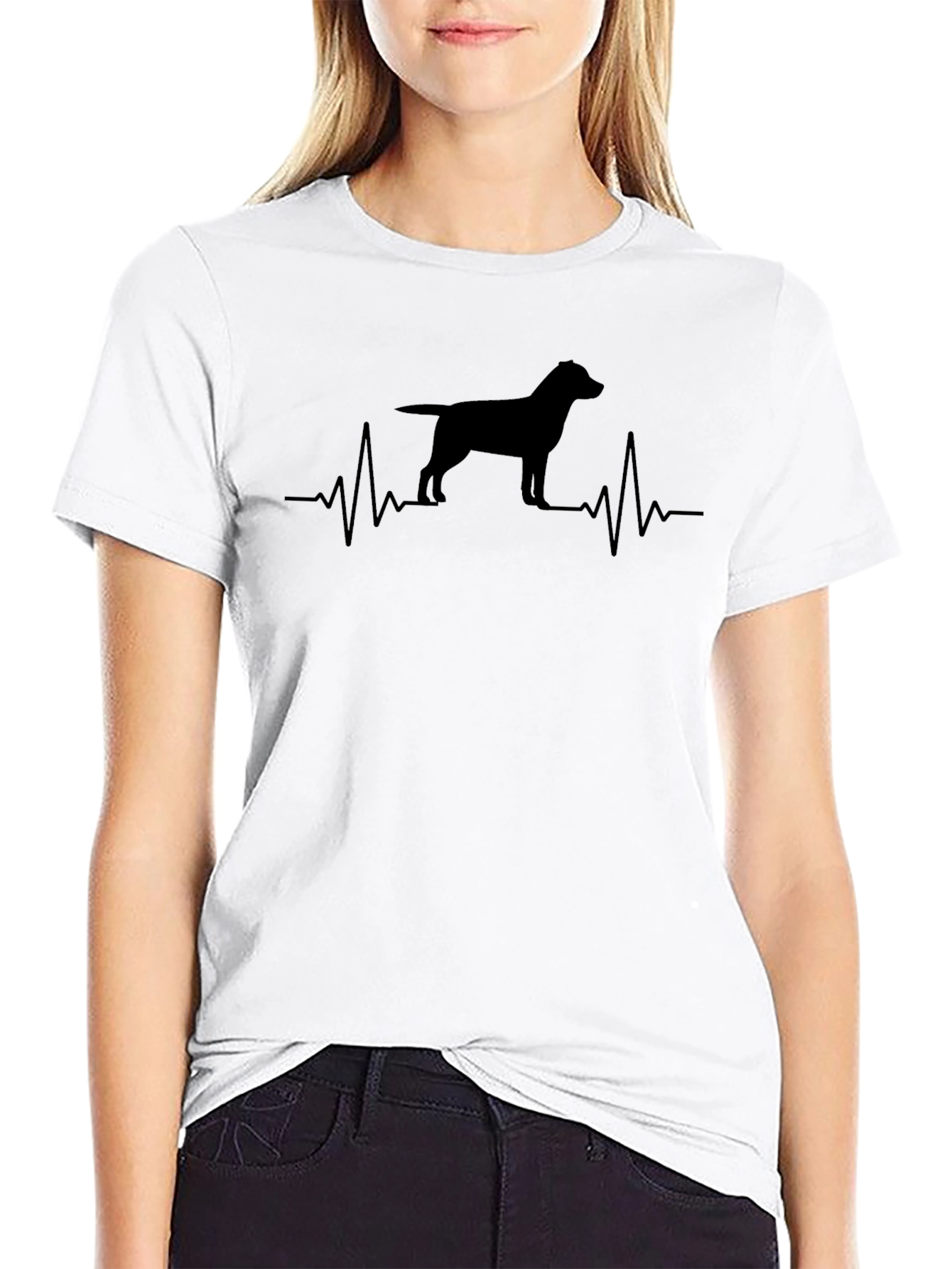Dog Heartbeat Graphic Tee - Black Casual T-Shirt