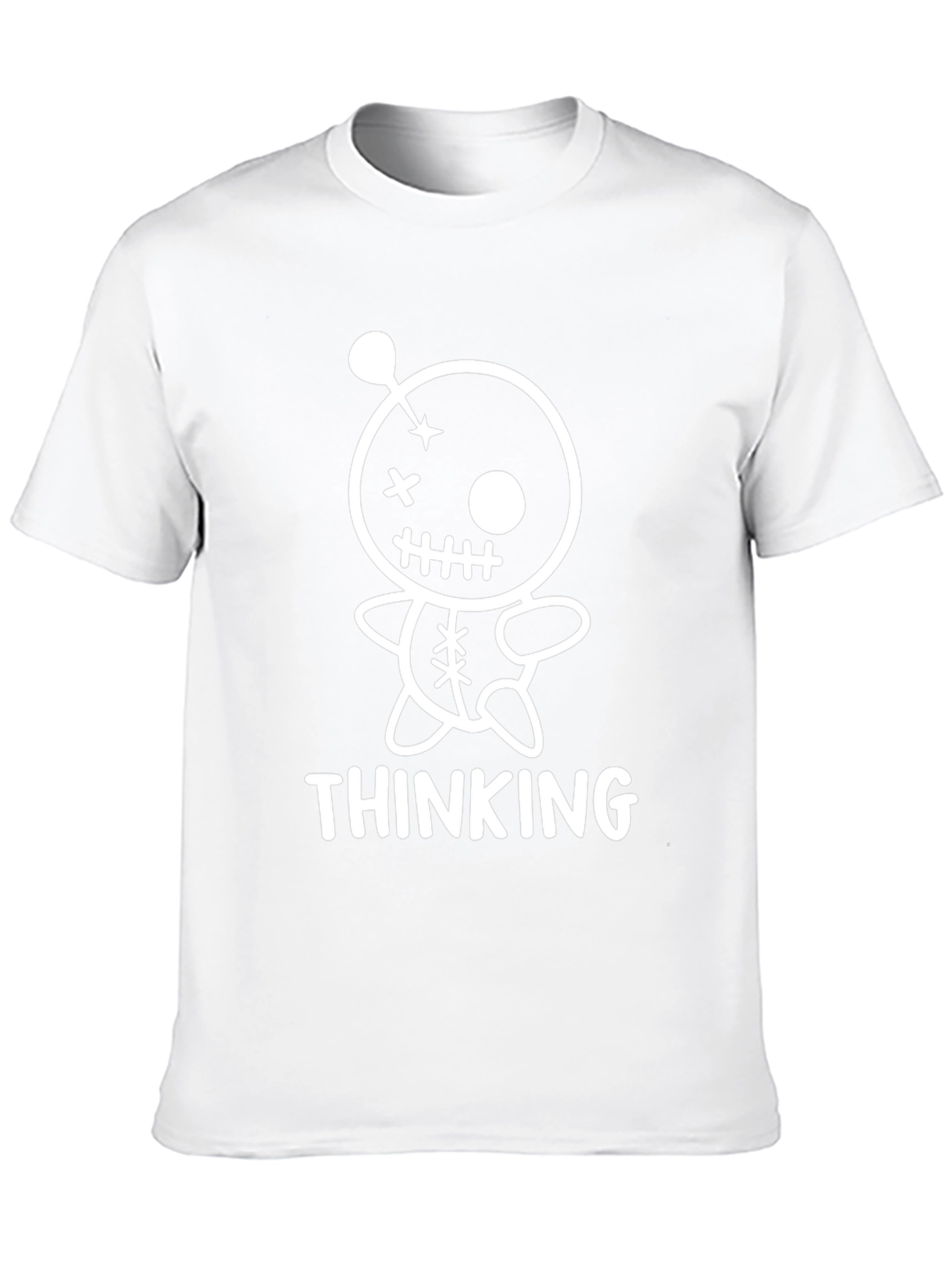 Thinking Voodoo Doll Graphic Tee - Black Cotton Shirt