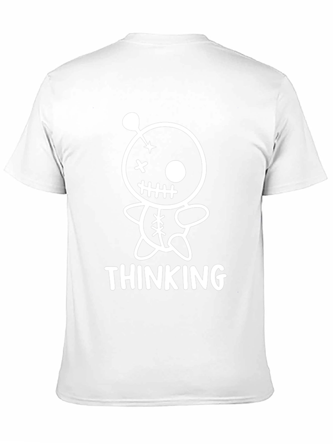 Thinking Voodoo Doll Graphic Tee - Black Cotton Shirt
