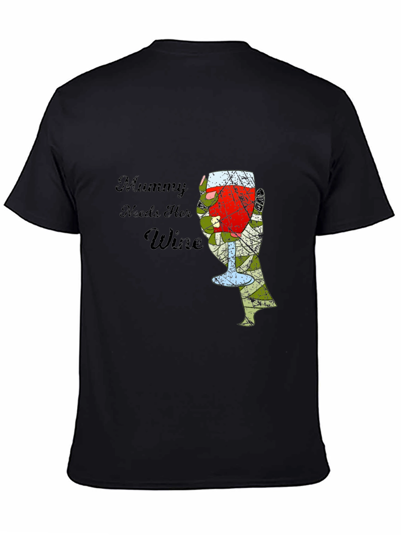Mummy Needs Wine Graphic T-Shirt - Black