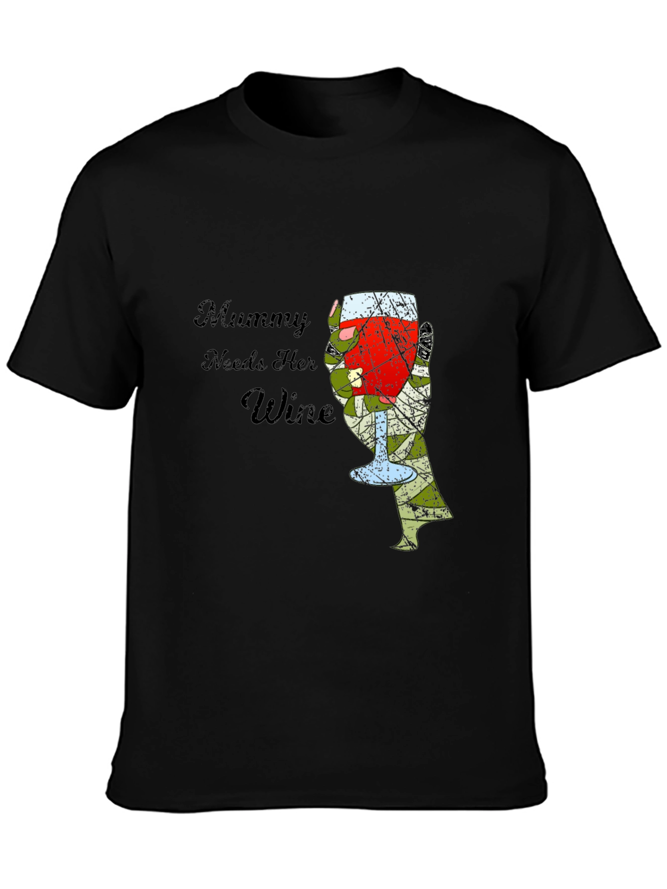 Mummy Needs Wine Graphic T-Shirt - Black