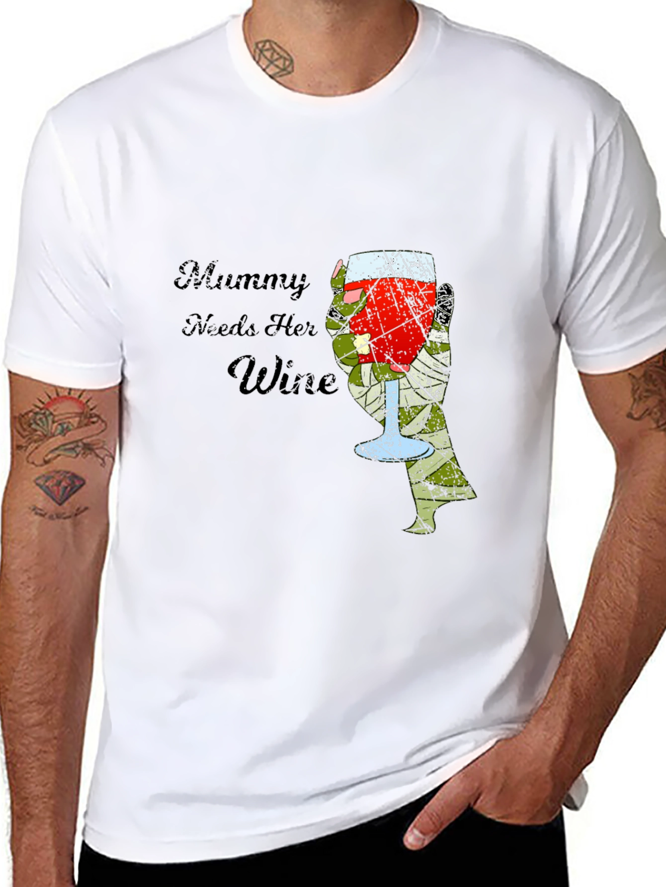 Mummy Needs Wine Graphic T-Shirt - Black