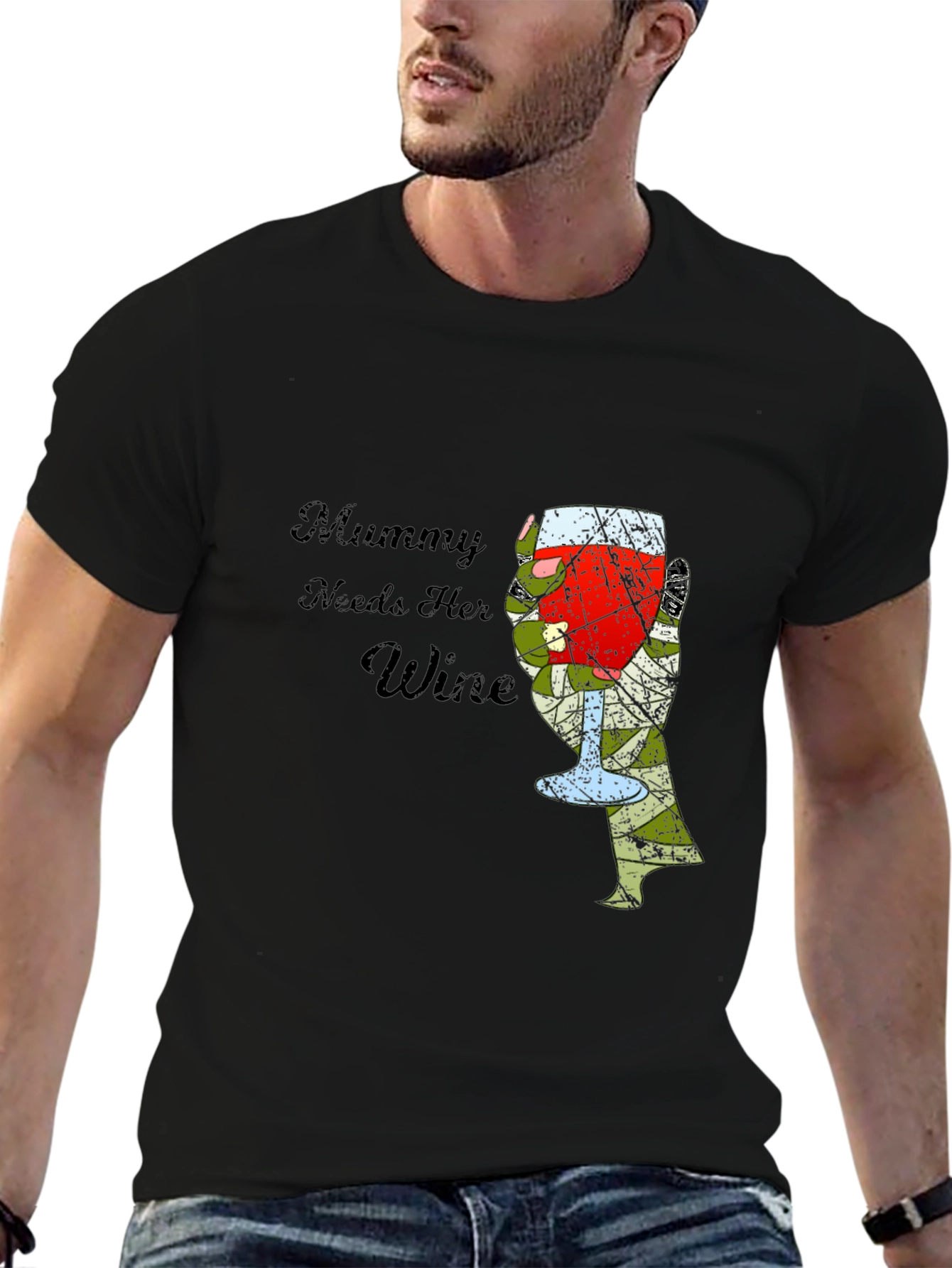 Mummy Needs Wine Graphic T-Shirt - Black