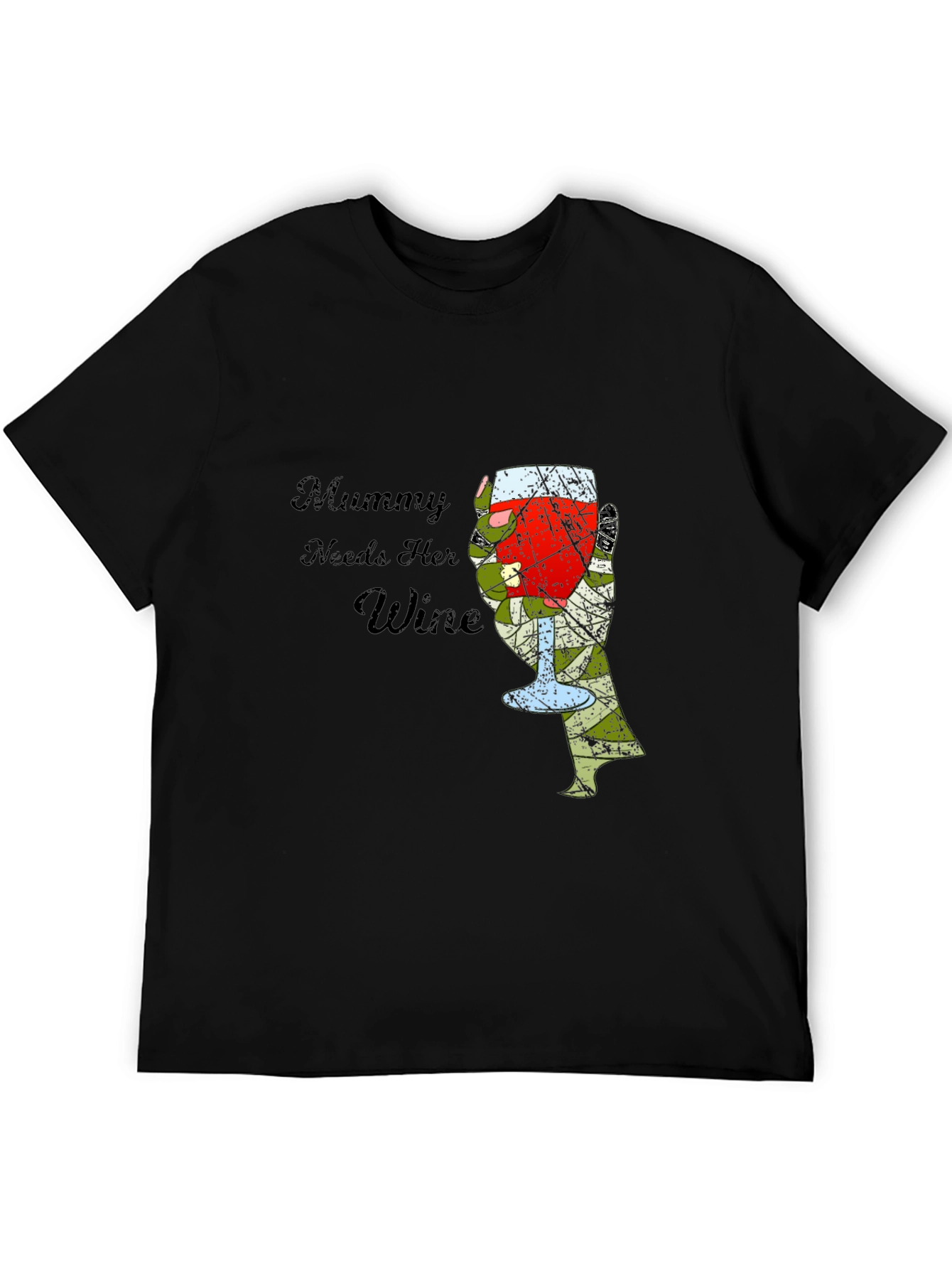 Mummy Needs Wine Graphic T-Shirt - Black