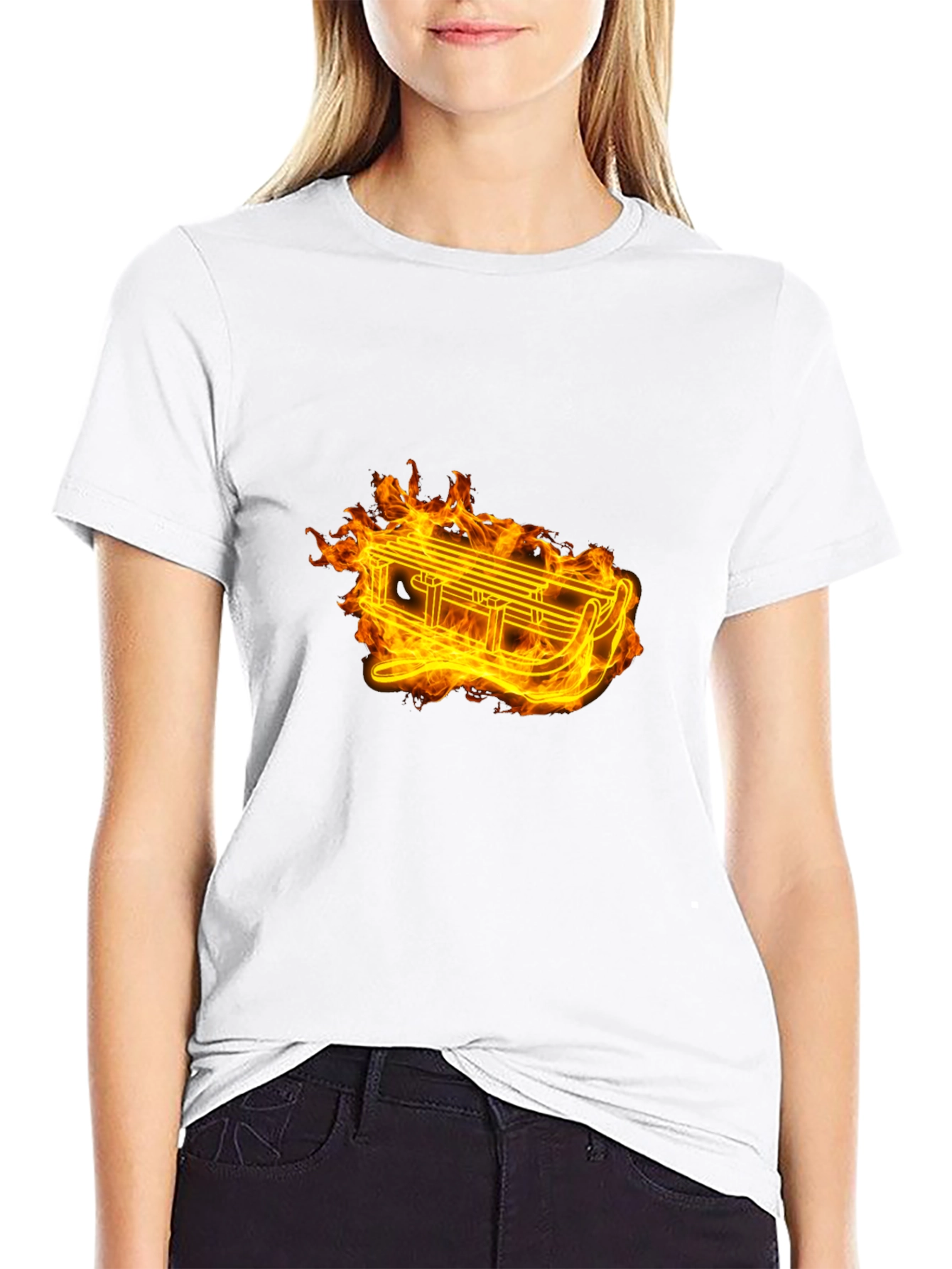 Fiery Sled Graphic Tee - Black Cotton Comfort