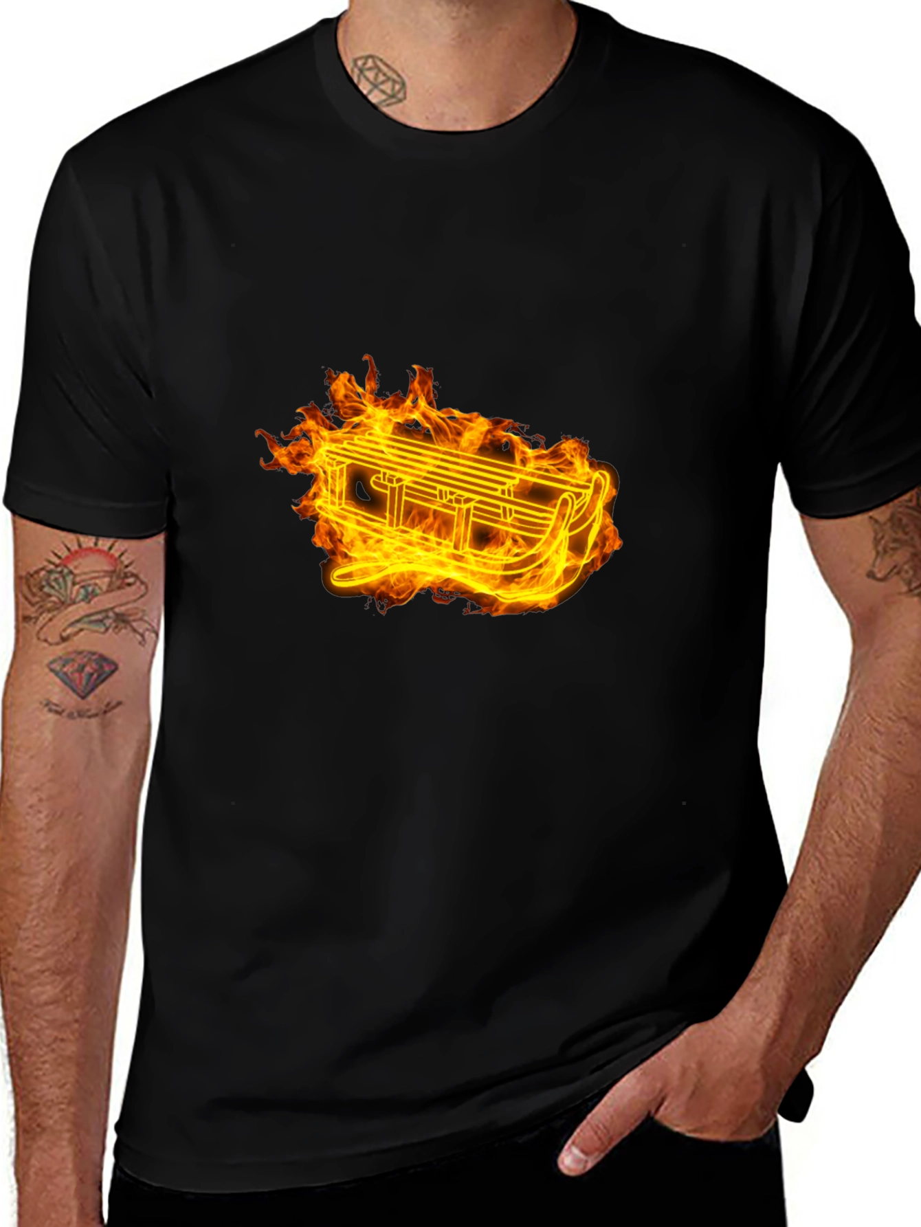 Fiery Sled Graphic Tee - Black Cotton Comfort