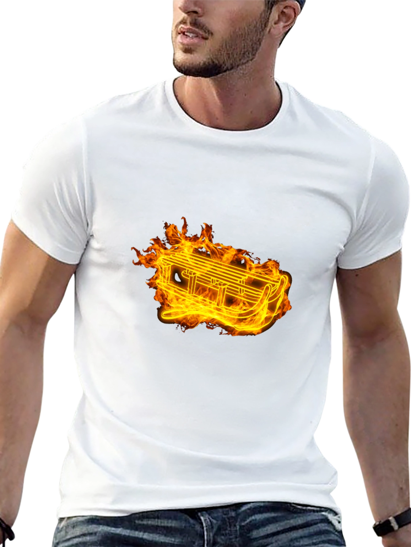 Fiery Sled Graphic Tee - Black Cotton Comfort