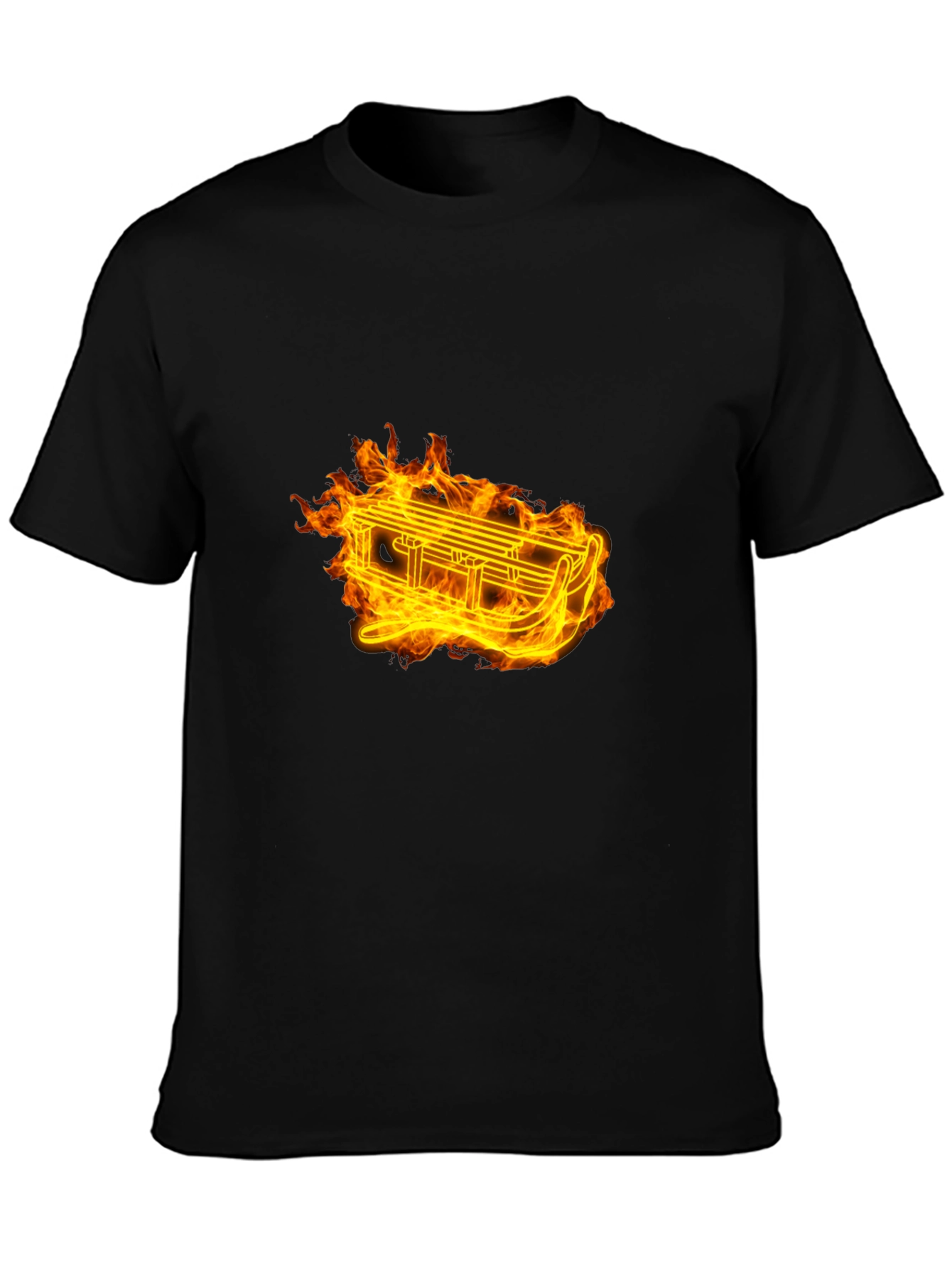Fiery Sled Graphic Tee - Black Cotton Comfort