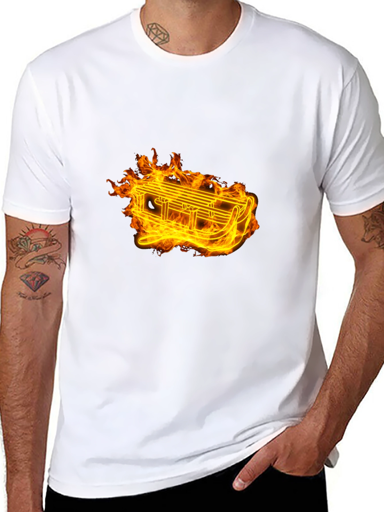 Fiery Sled Graphic Tee - Black Cotton Comfort
