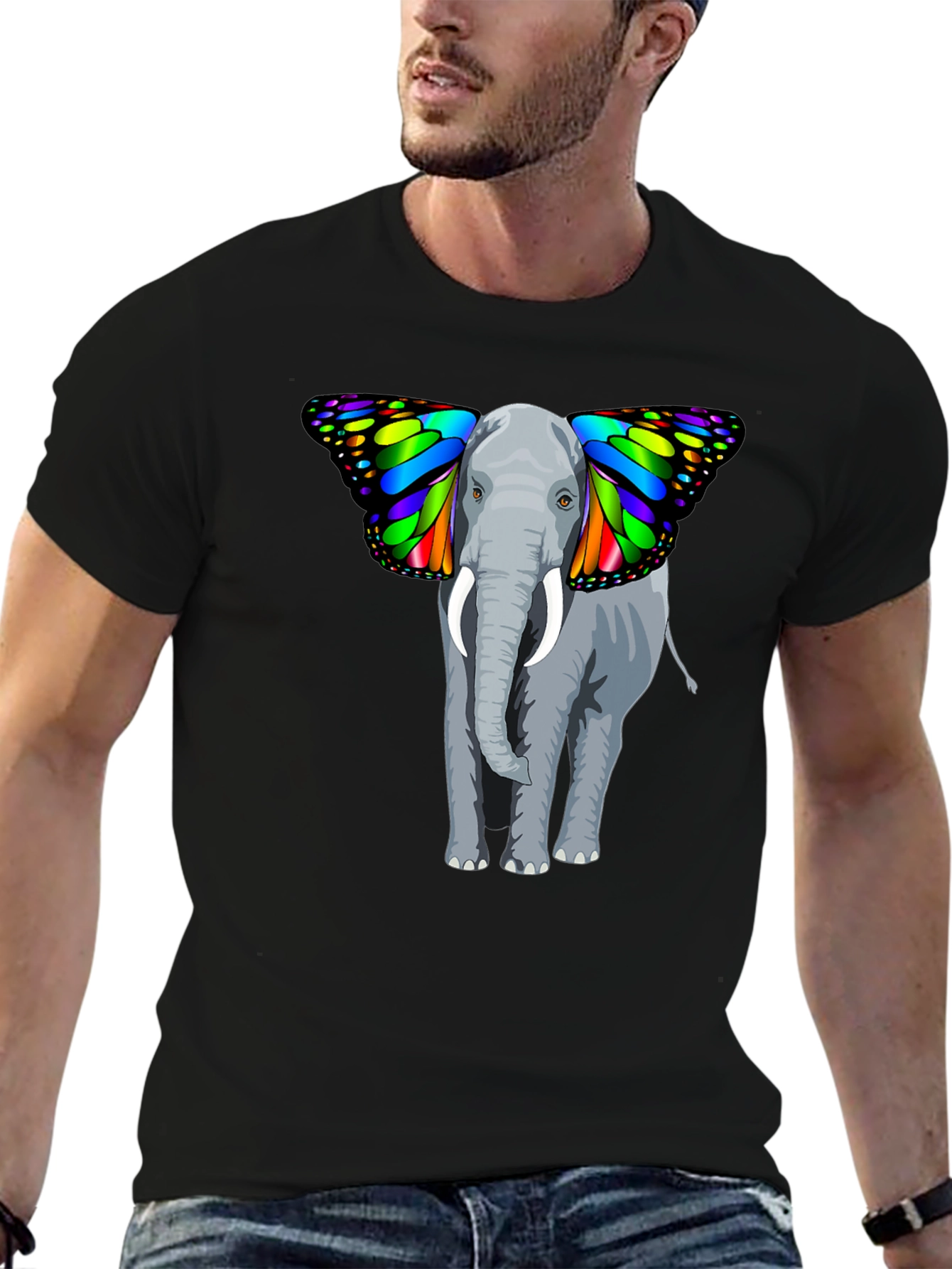 Elephant Butterfly Wings Graphic T-Shirt - Unique Design