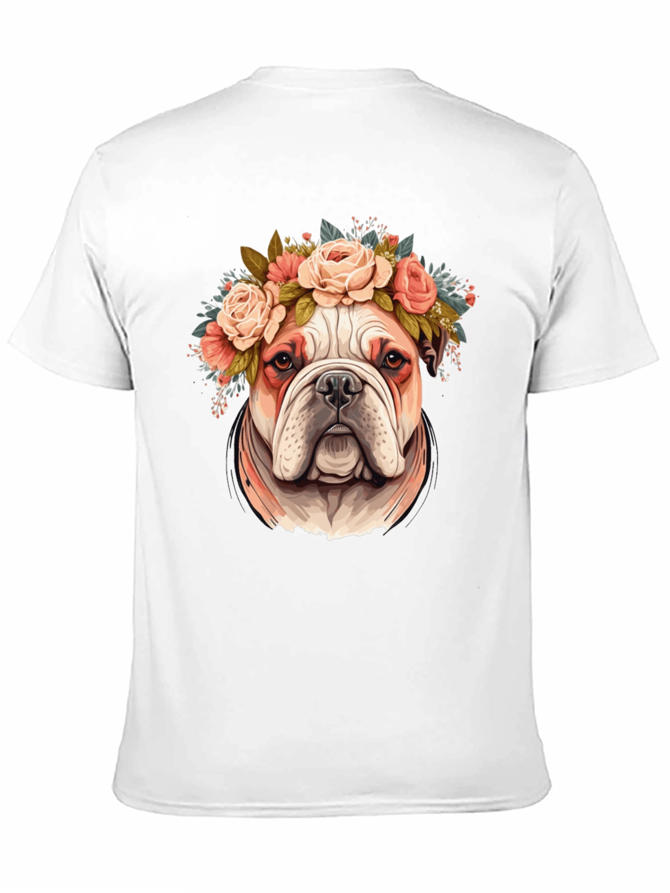 Bulldog Floral Crown T-Shirt - Black