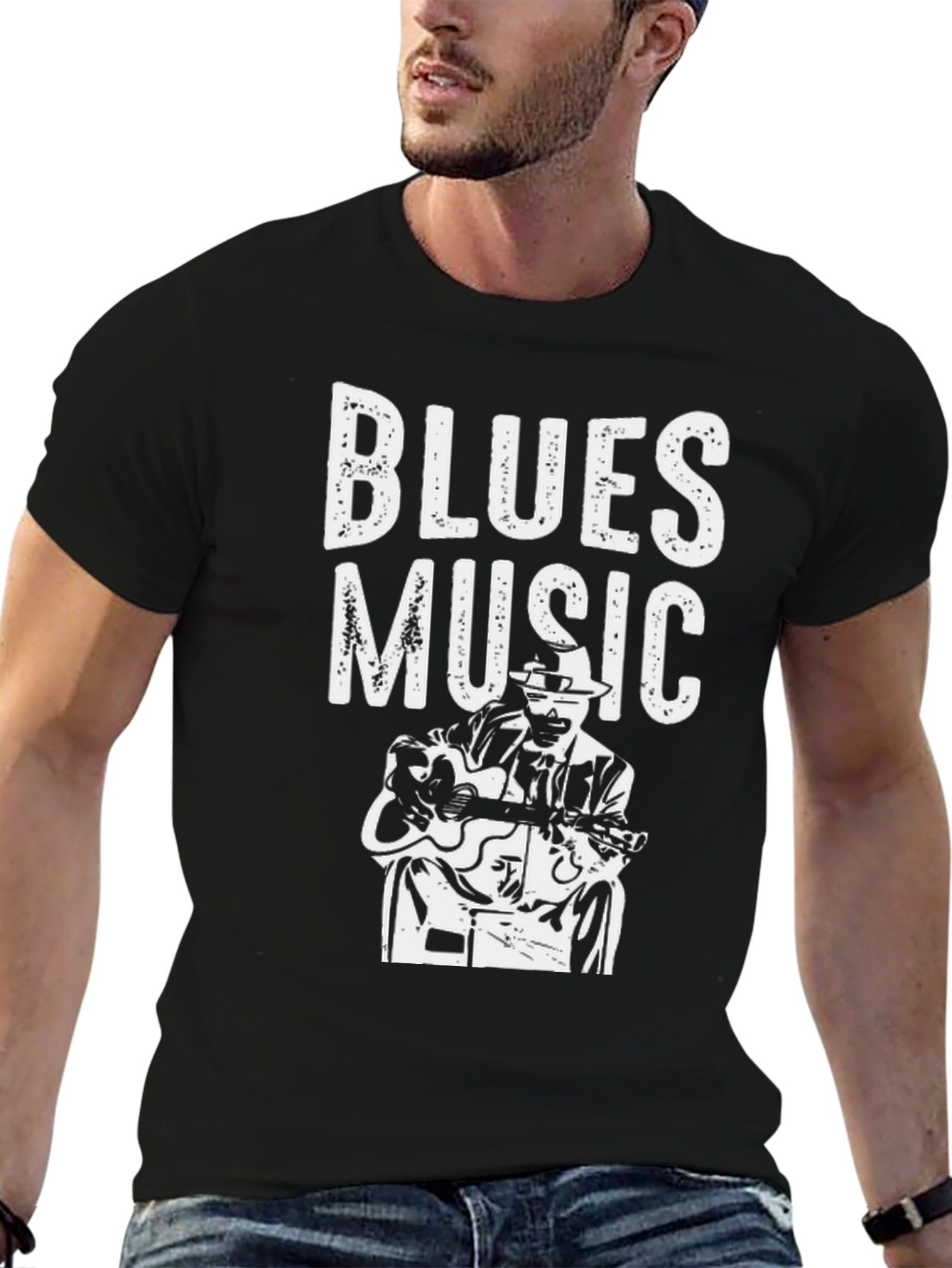 Blues Music Graphic T-Shirt - Black