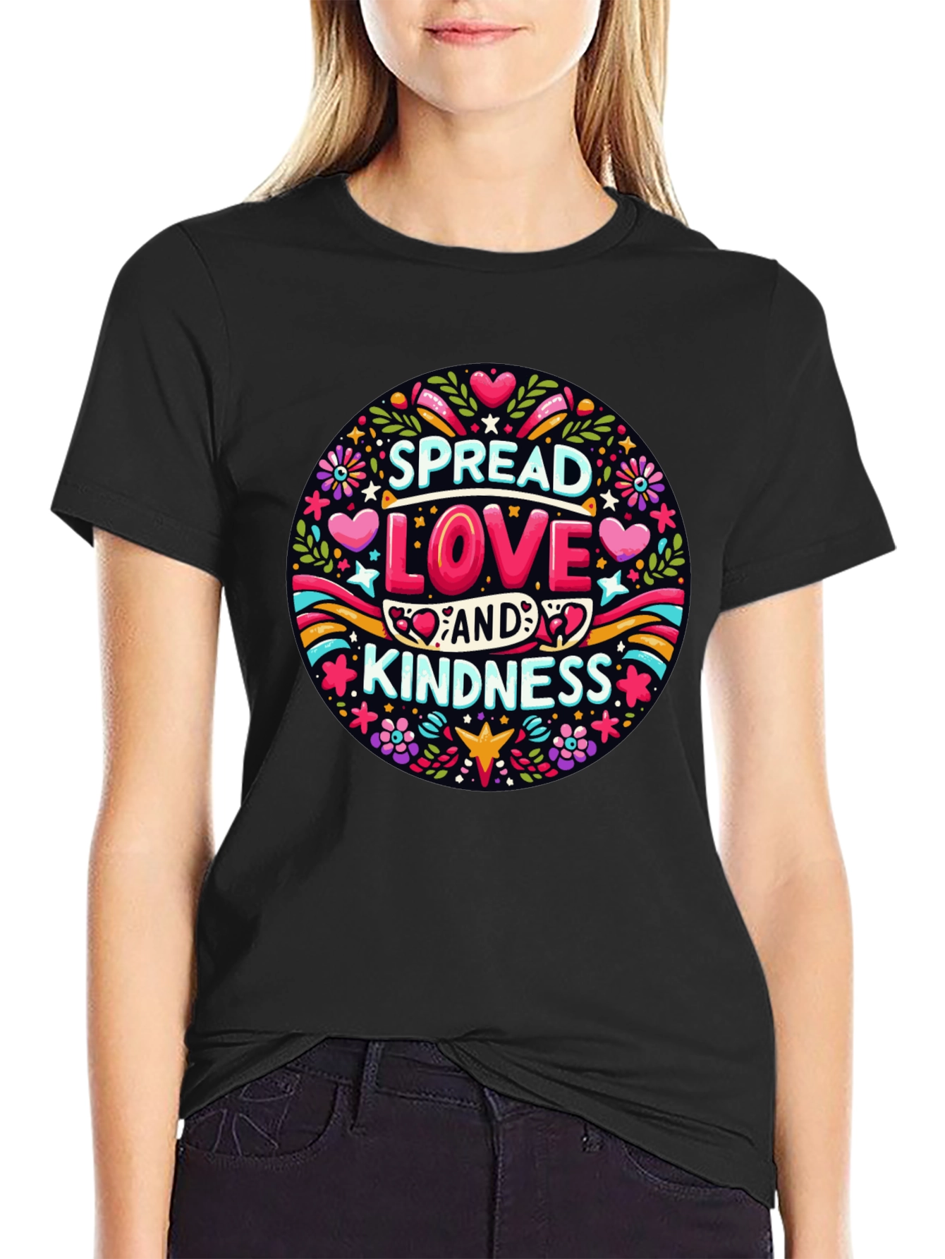 Spread Love & Kindness Graphic Tee - Black
