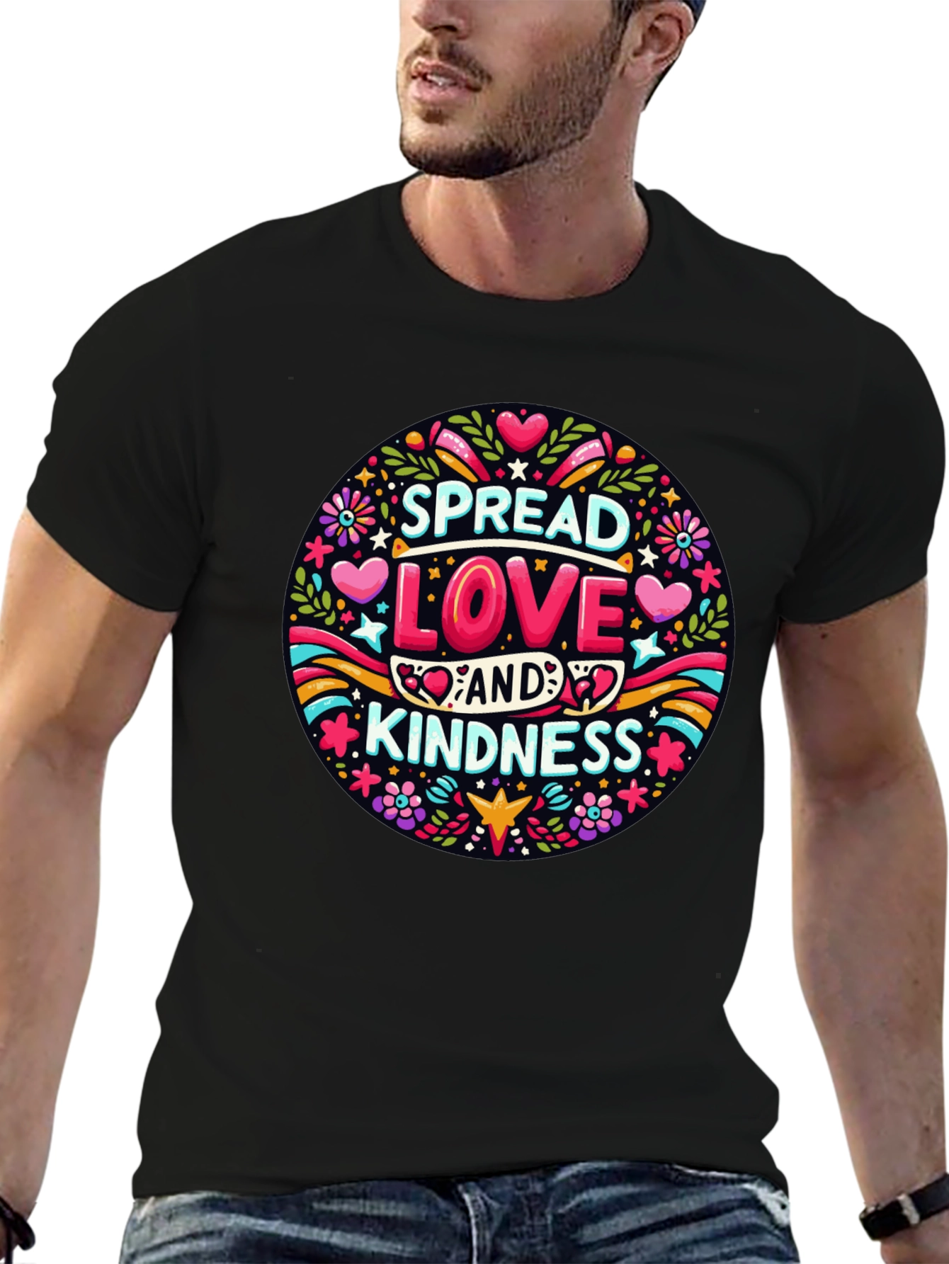 Spread Love & Kindness Graphic Tee - Black