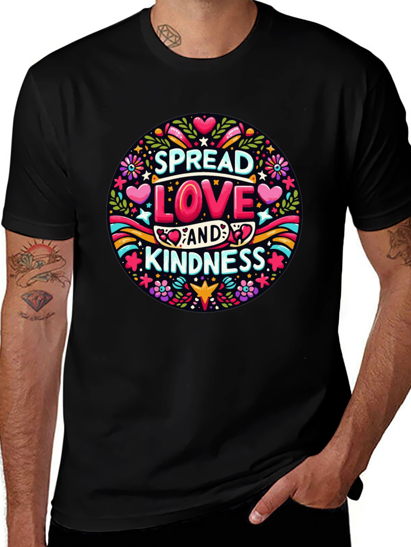 Spread Love & Kindness Graphic Tee - Black