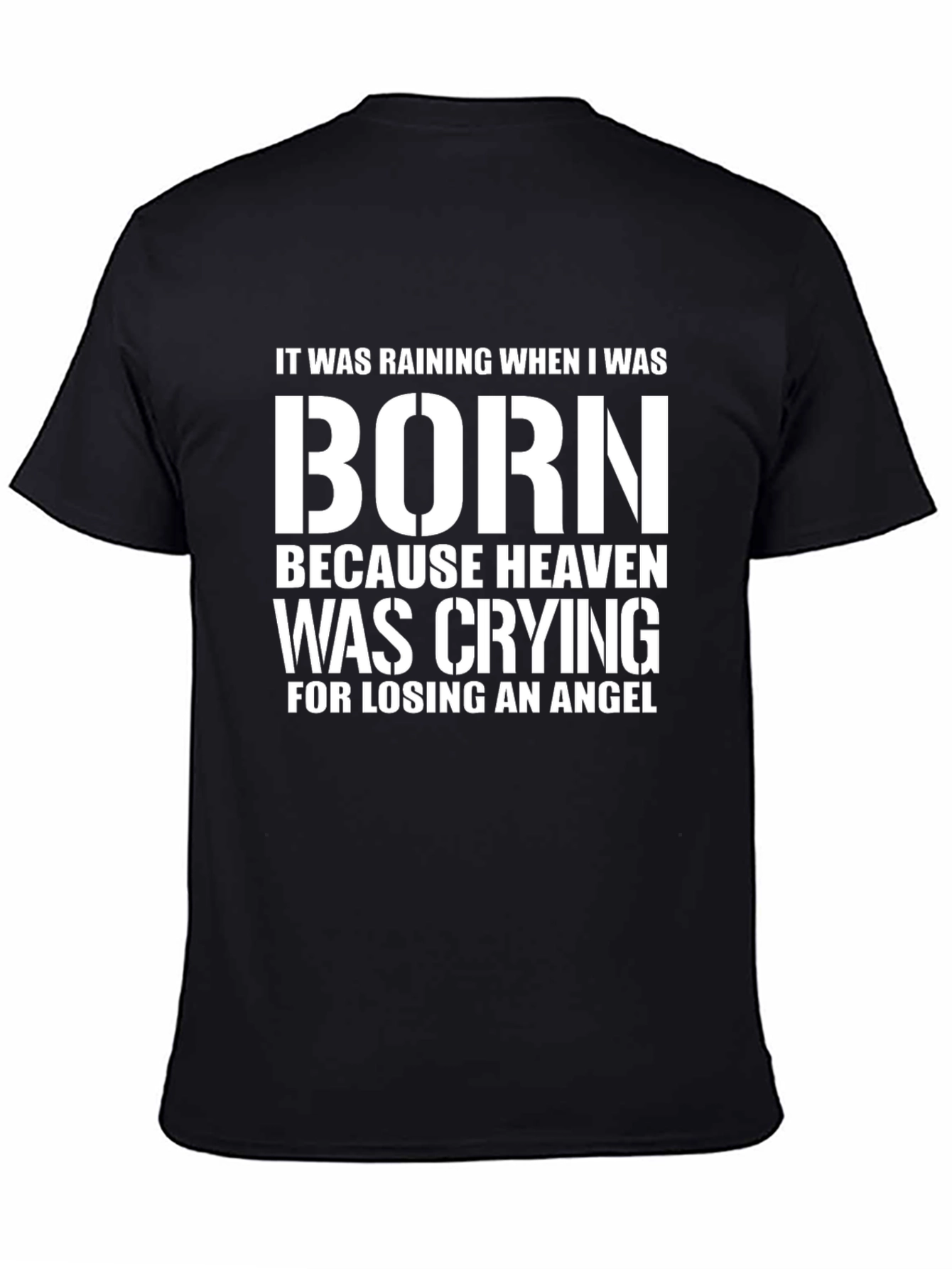 Heaven Crying Angel Born Black T-Shirt
