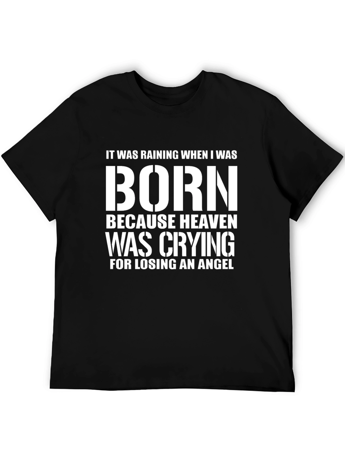 Heaven Crying Angel Born Black T-Shirt
