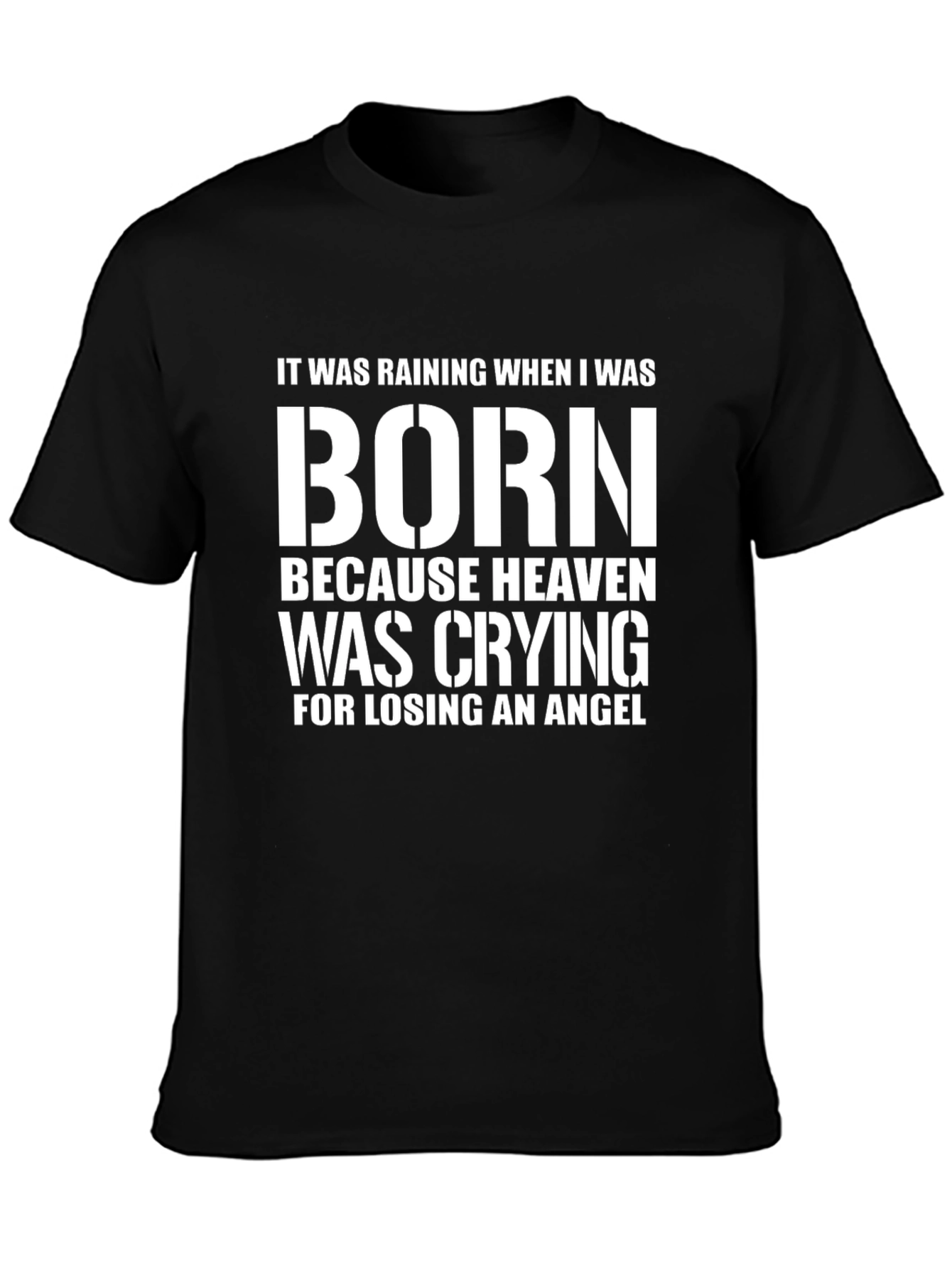 Heaven Crying Angel Born Black T-Shirt