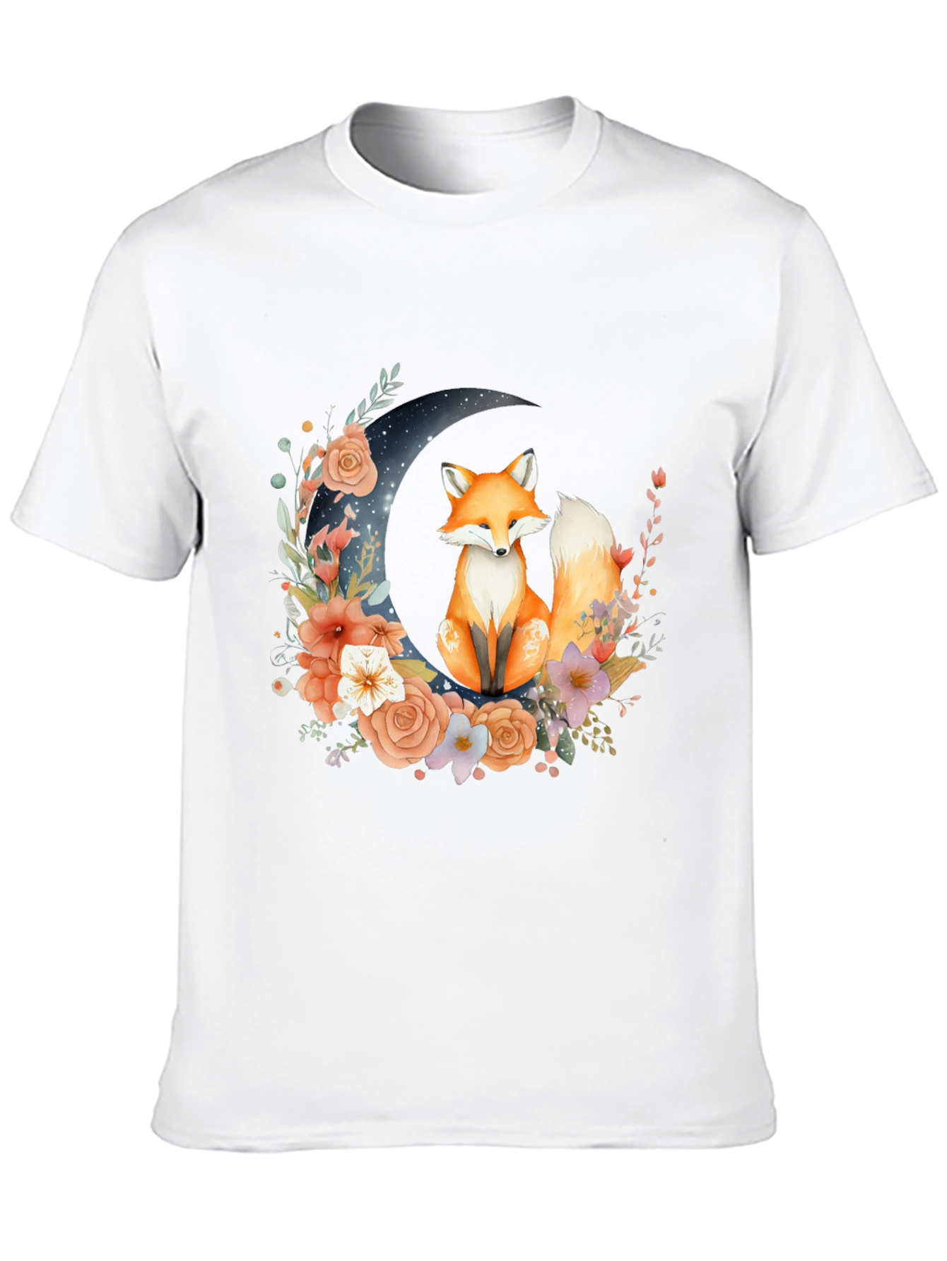 Floral Fox on Moon T-Shirt