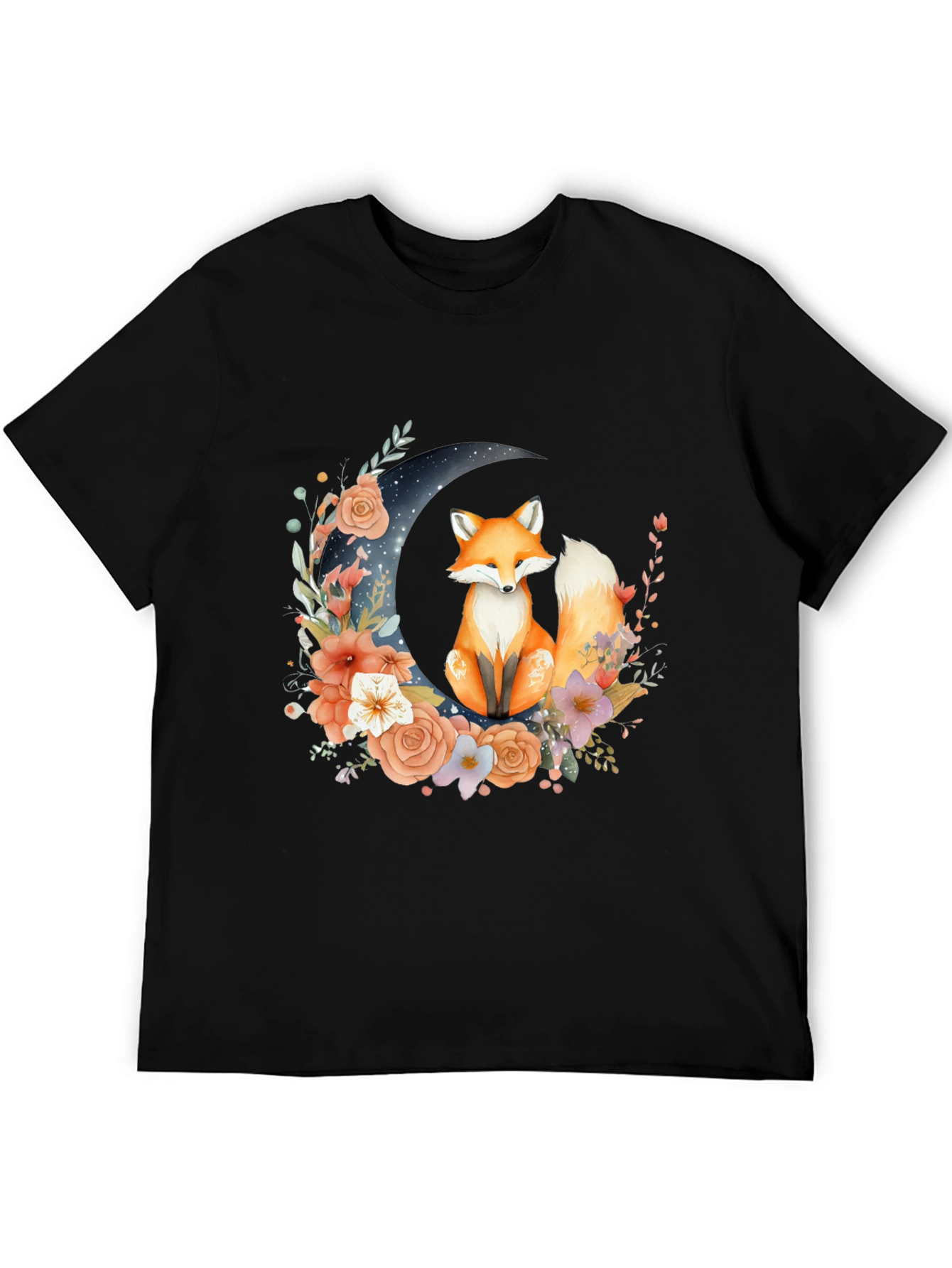 Floral Fox on Moon T-Shirt