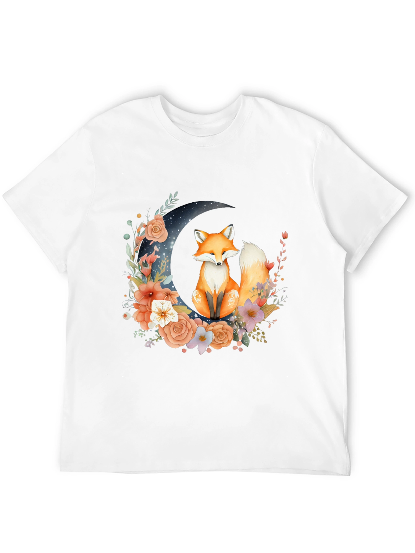 Floral Fox on Moon T-Shirt