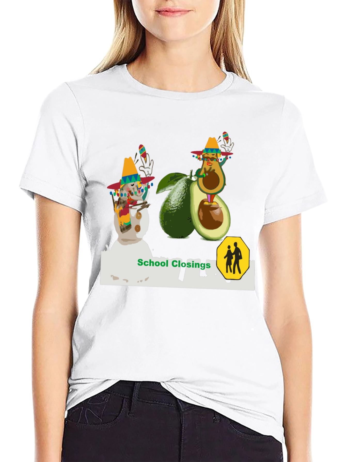 Festive Avocado & Snowman Graphic Tee