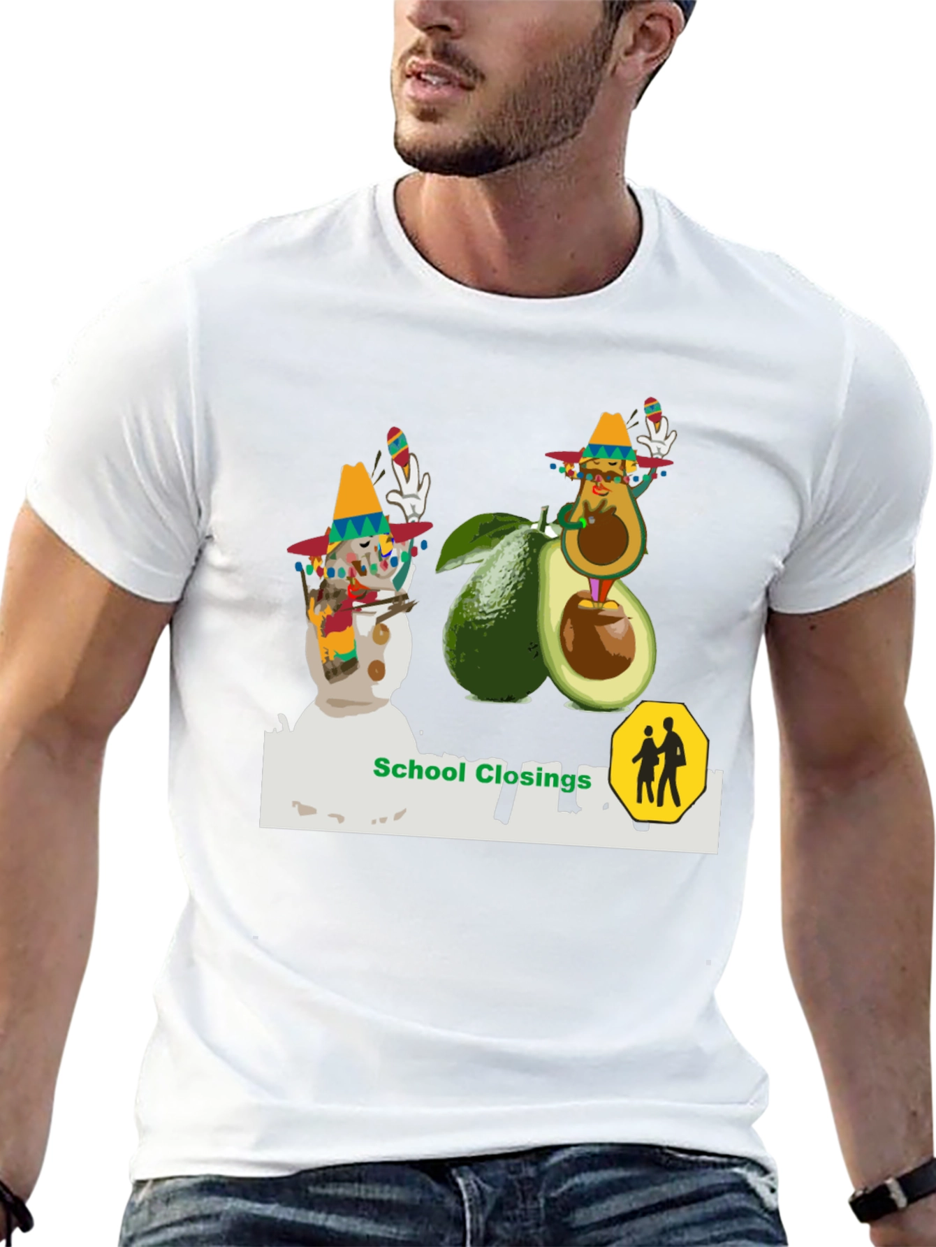 Festive Avocado & Snowman Graphic Tee