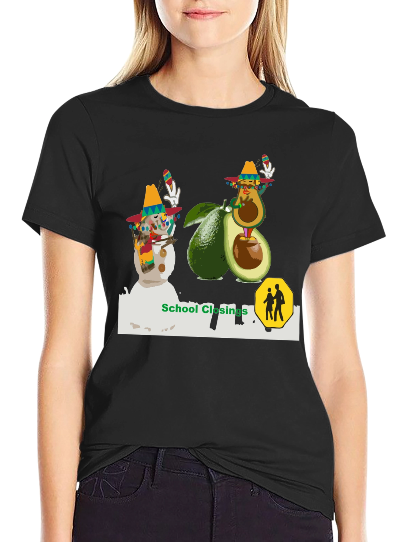 Festive Avocado & Snowman Graphic Tee