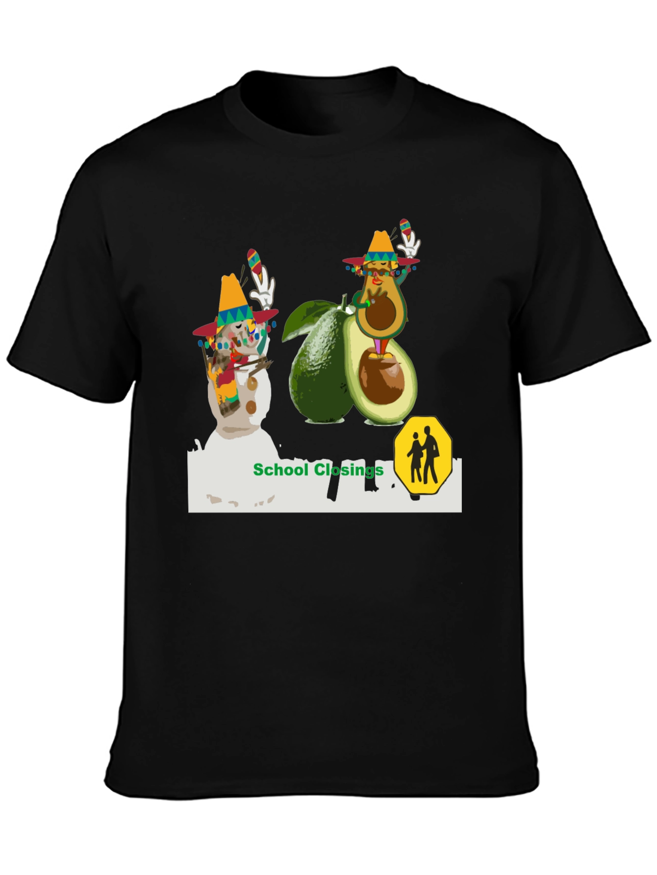 Festive Avocado & Snowman Graphic Tee