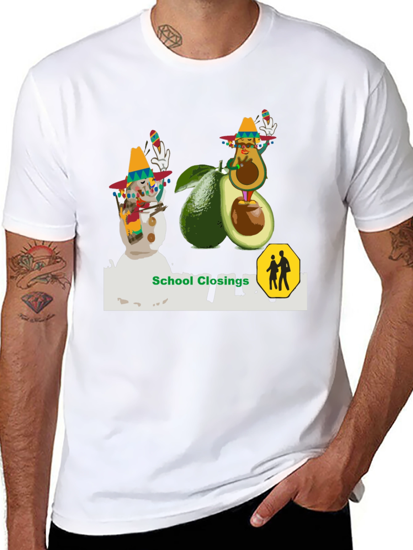 Festive Avocado & Snowman Graphic Tee