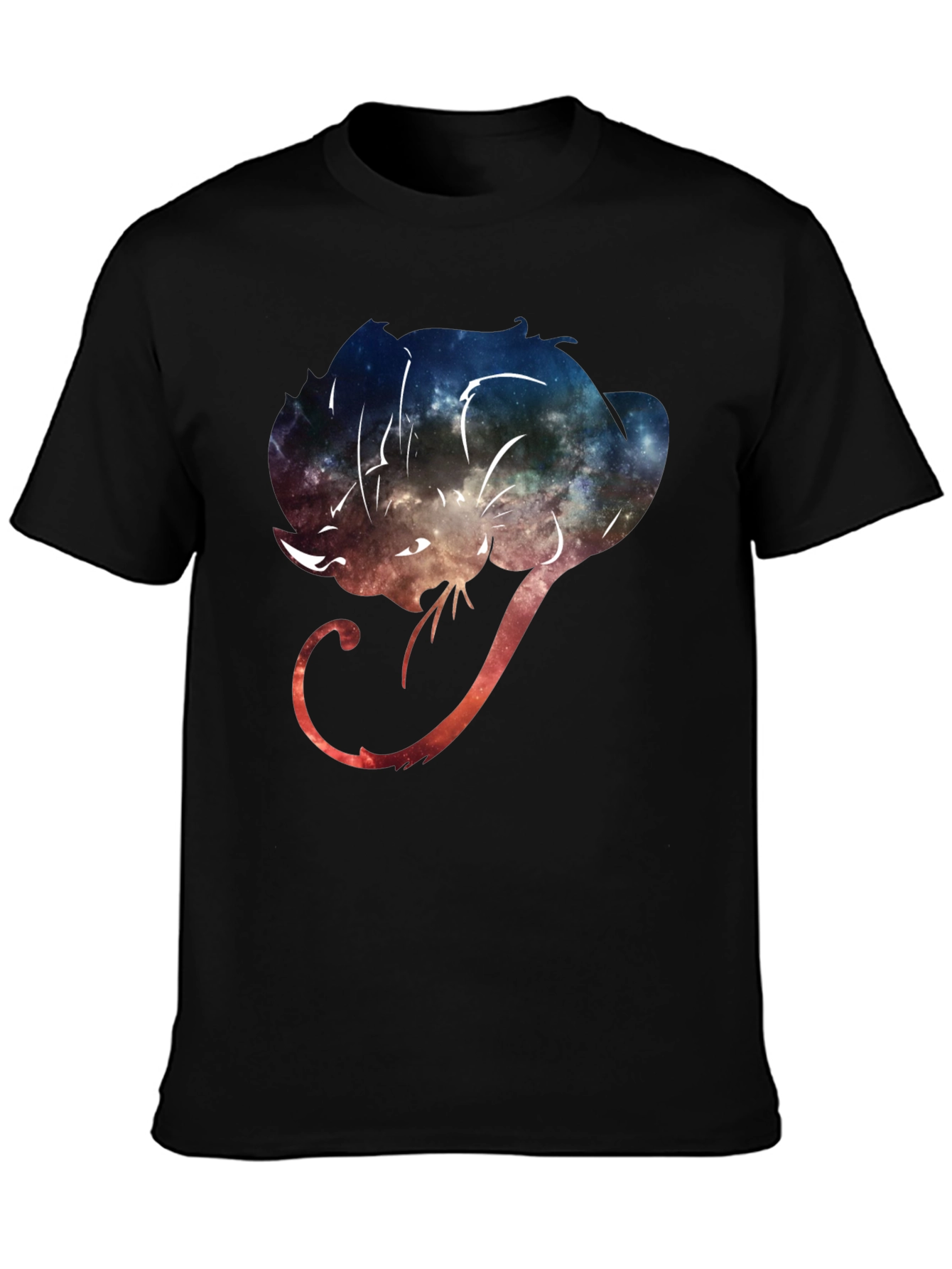 Cosmic Cat Graphic Tee - Stylish Black T-Shirt