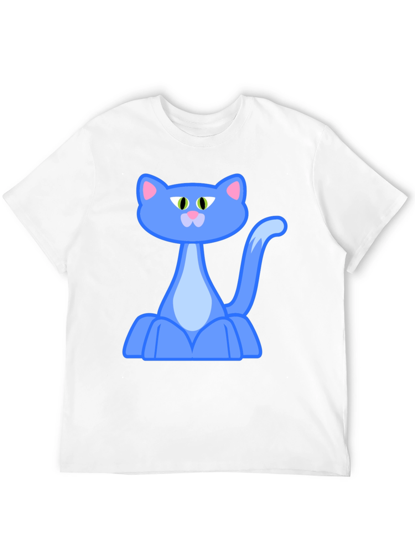 Cartoon Cat Graphic Tee - Black Cotton Blend
