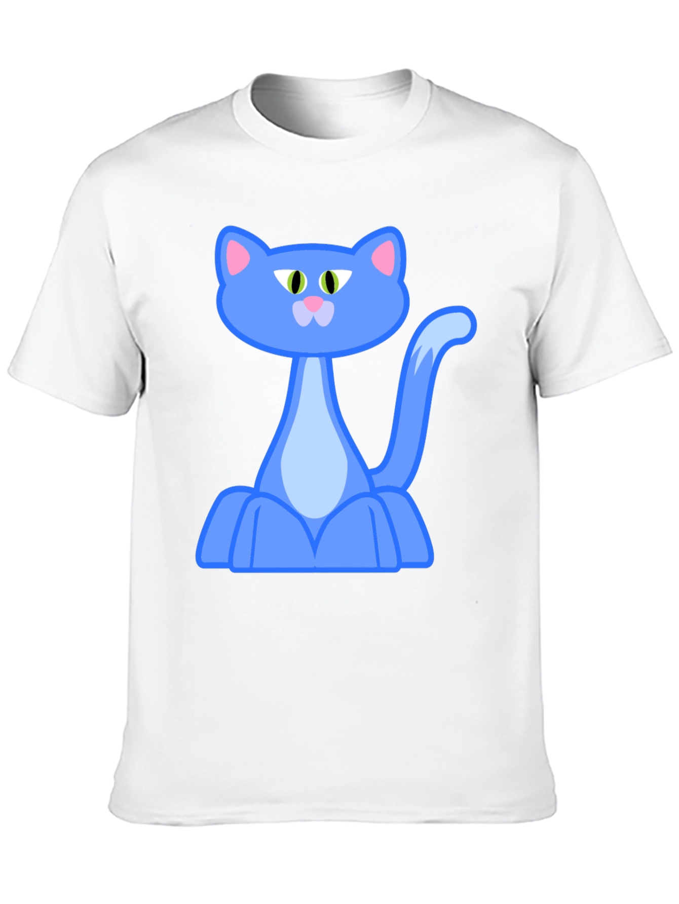 Cartoon Cat Graphic Tee - Black Cotton Blend