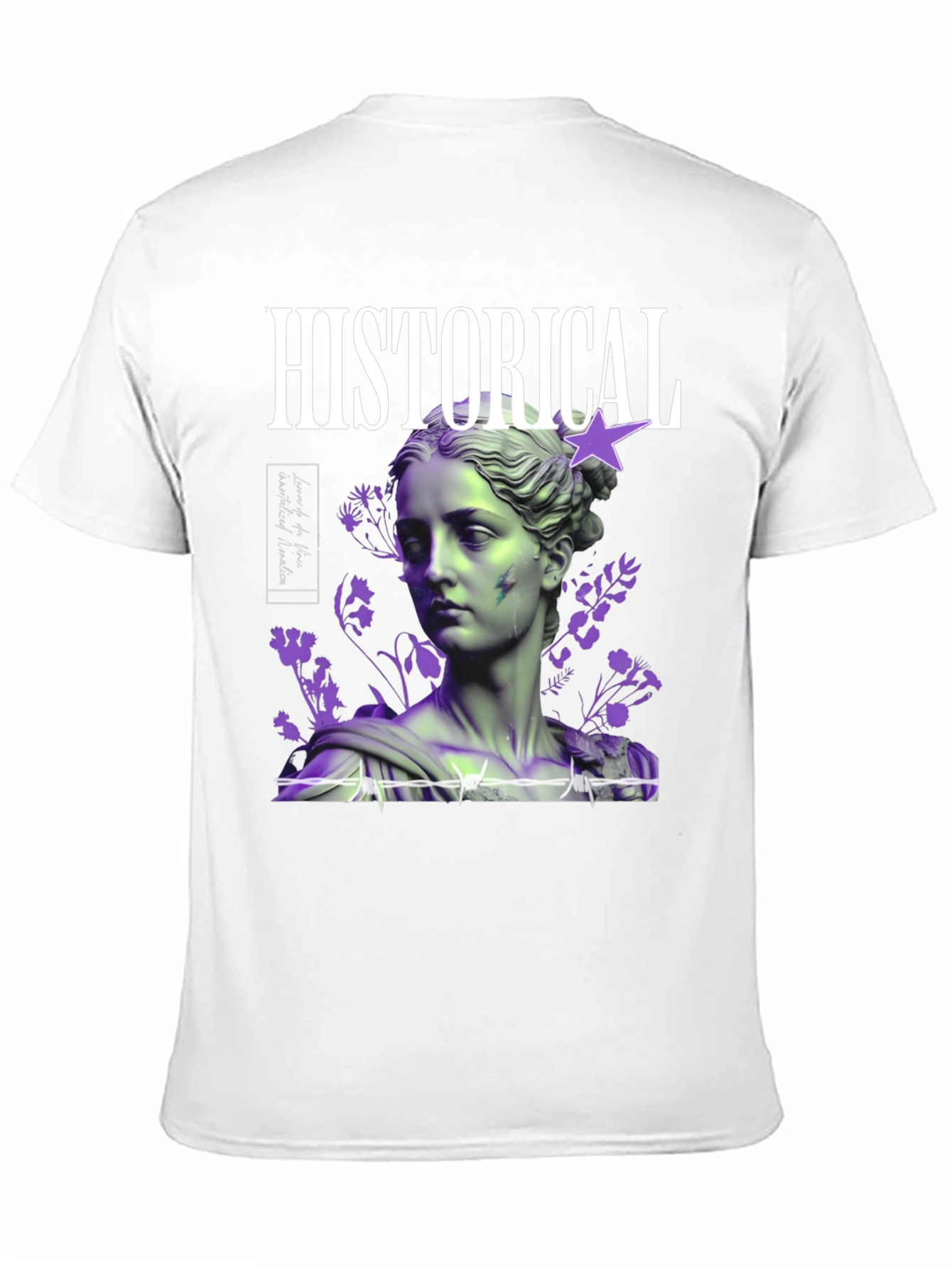 Historical Statue Graphic Print Black T-Shirt