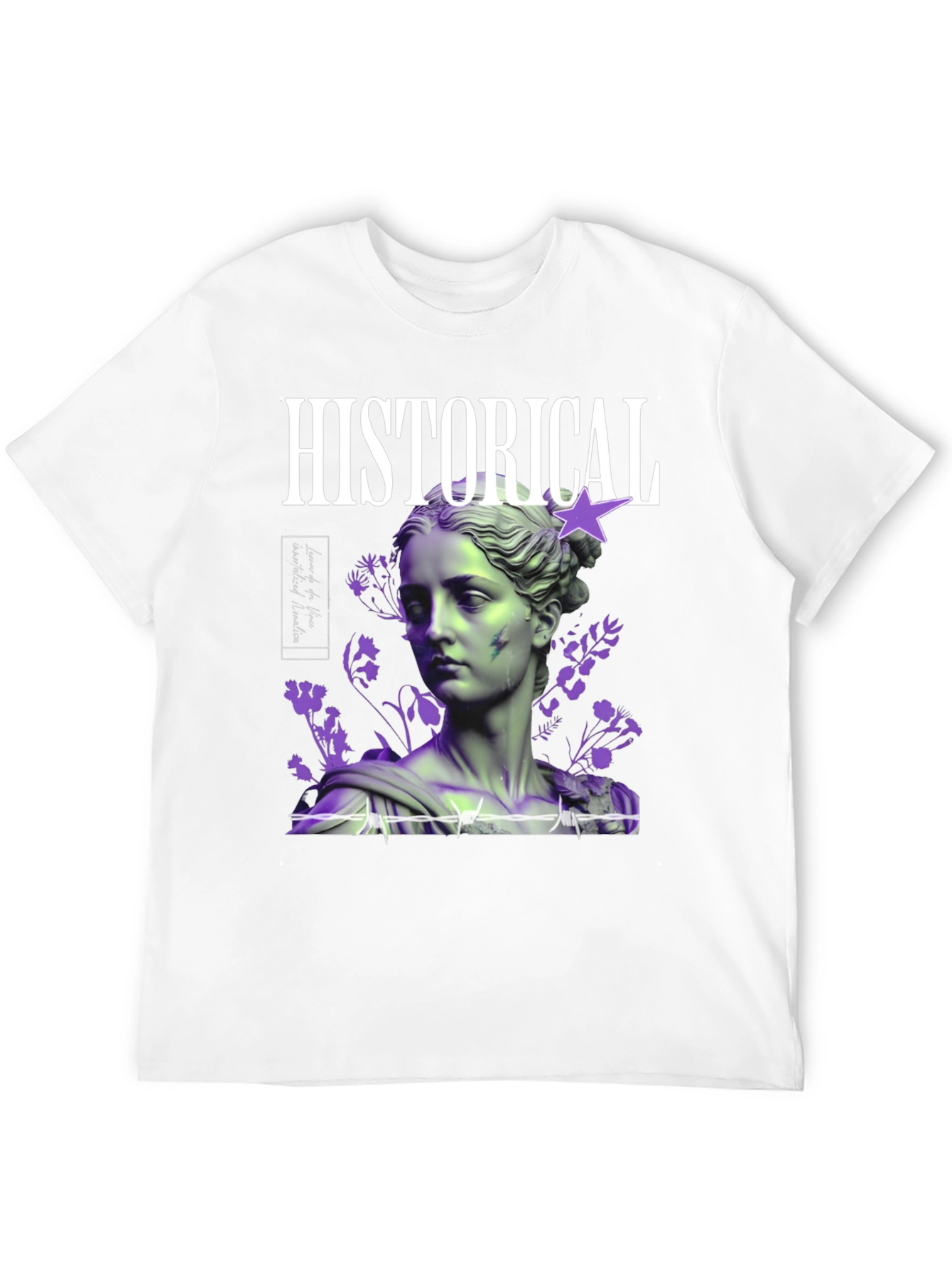 Historical Statue Graphic Print Black T-Shirt