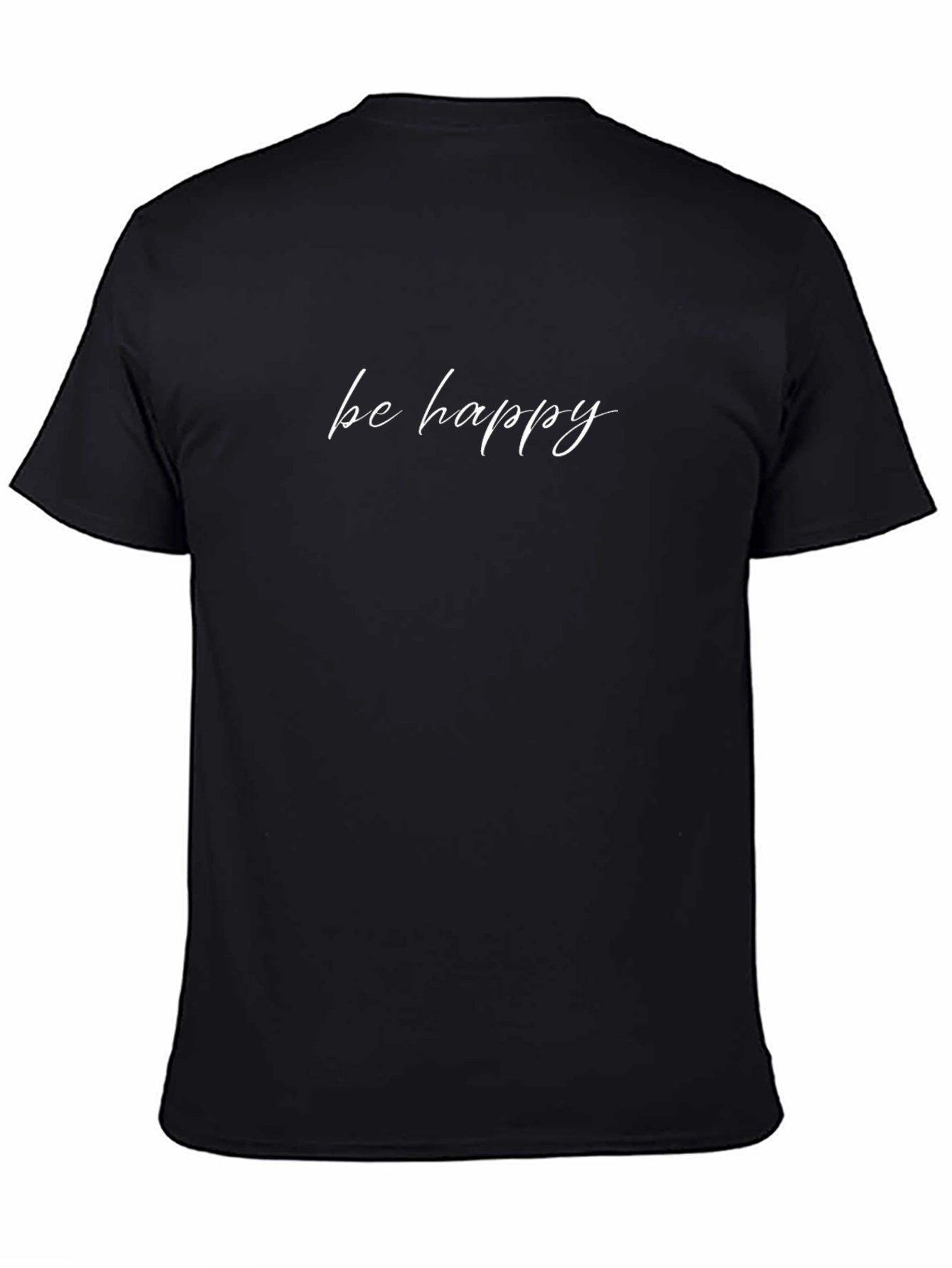 Be Happy Black T-Shirt Casual Short Sleeve Tee