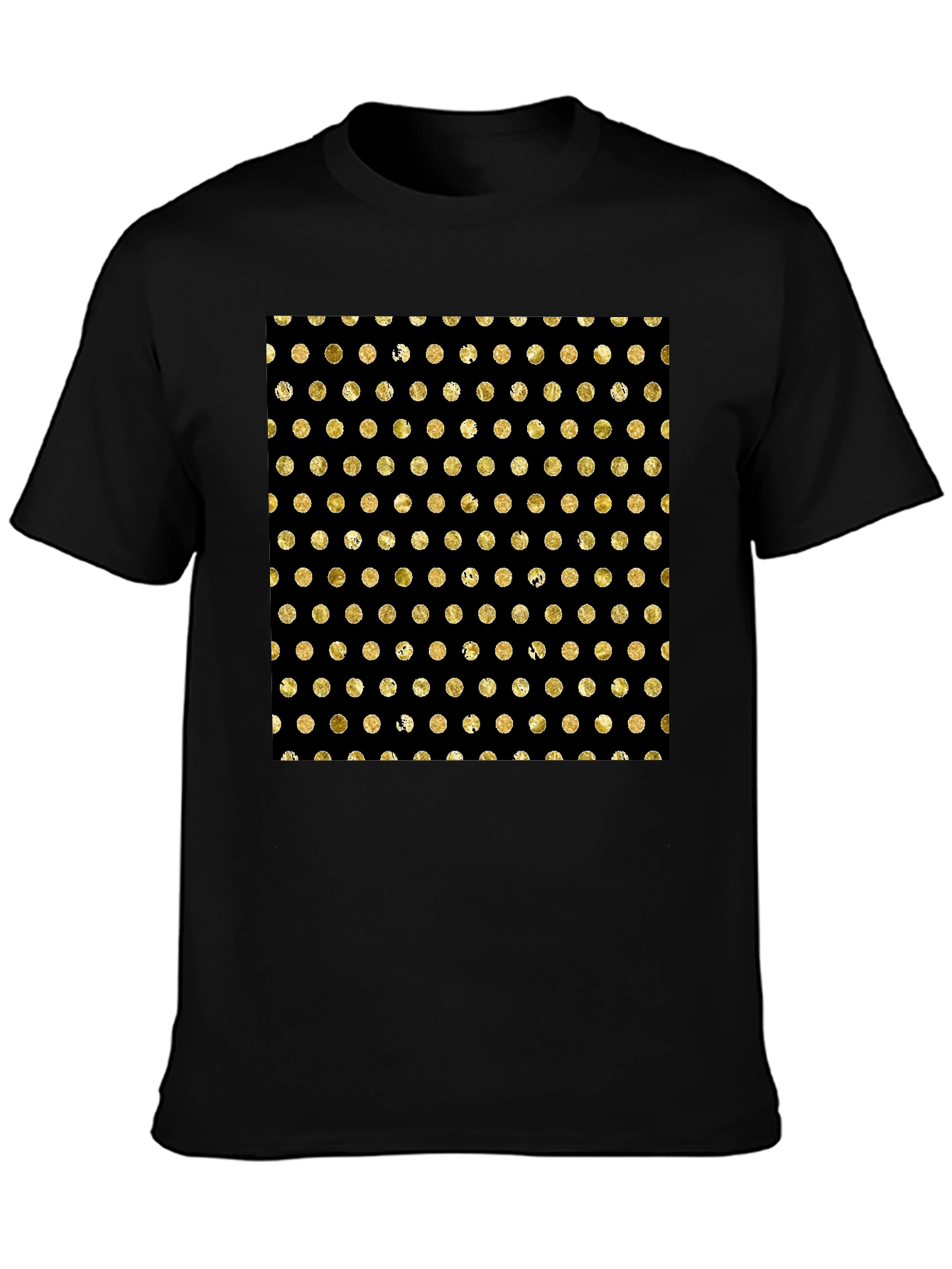 Polka Dot Pattern Tee - Black & Gold Design