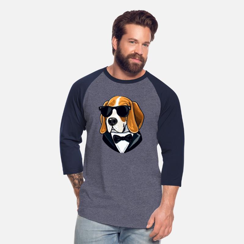 BEAGLE WEARING SUNGLASSES AND TUXEDO