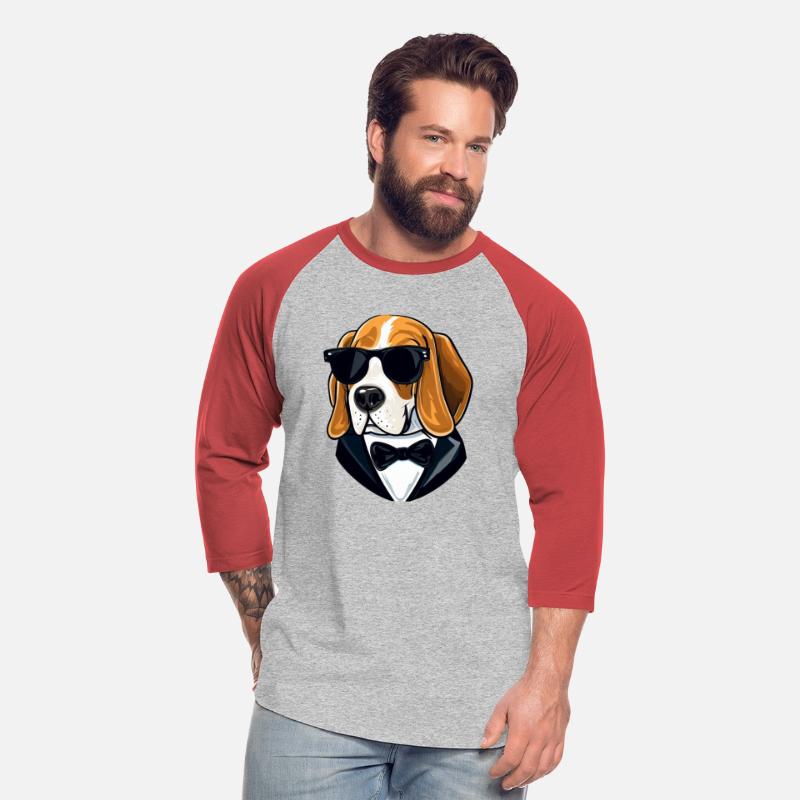 BEAGLE WEARING SUNGLASSES AND TUXEDO
